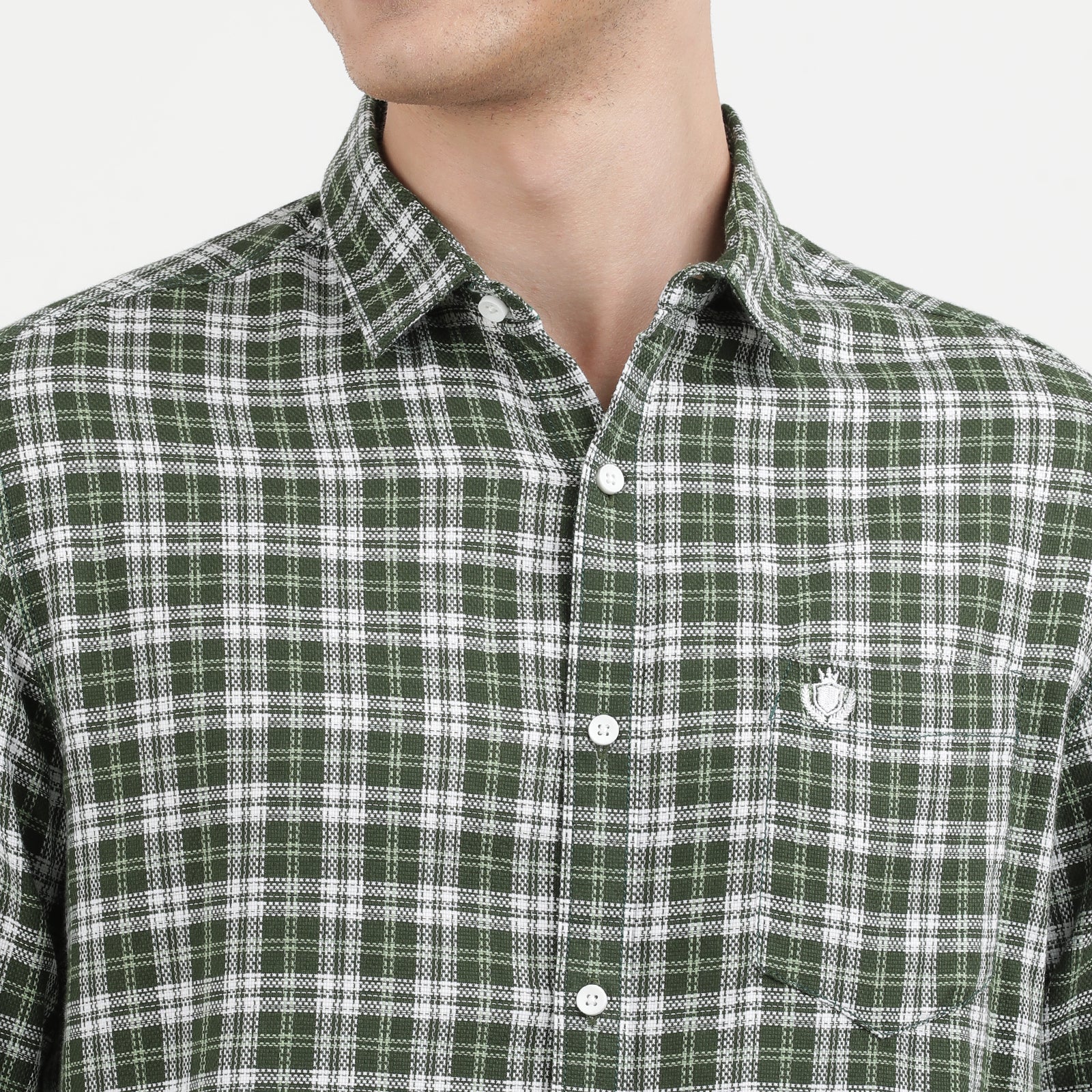 Men's Green Plaid Casual Shirt