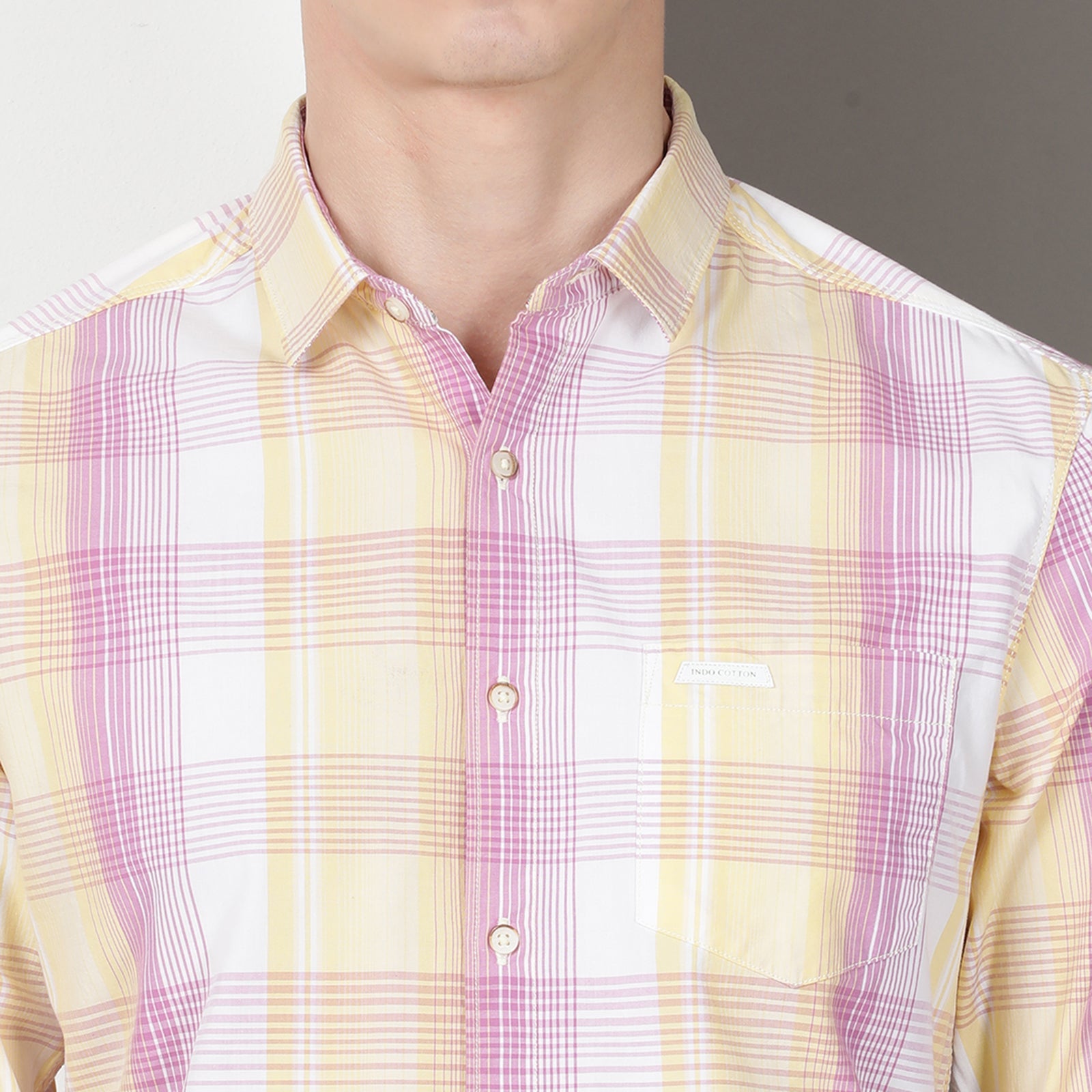 Purple & Yellow Full Sleeve Checks Shirt