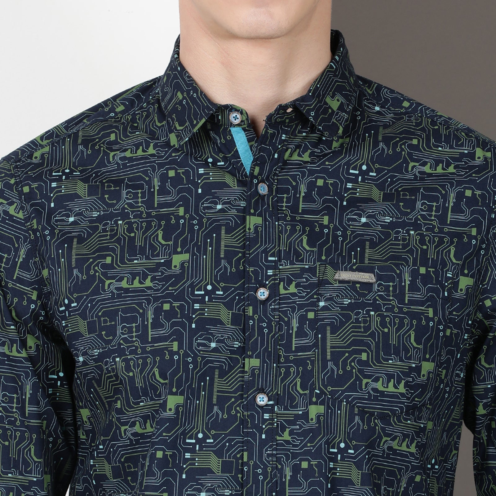 Navy Blue Full Sleeve Printed shirt