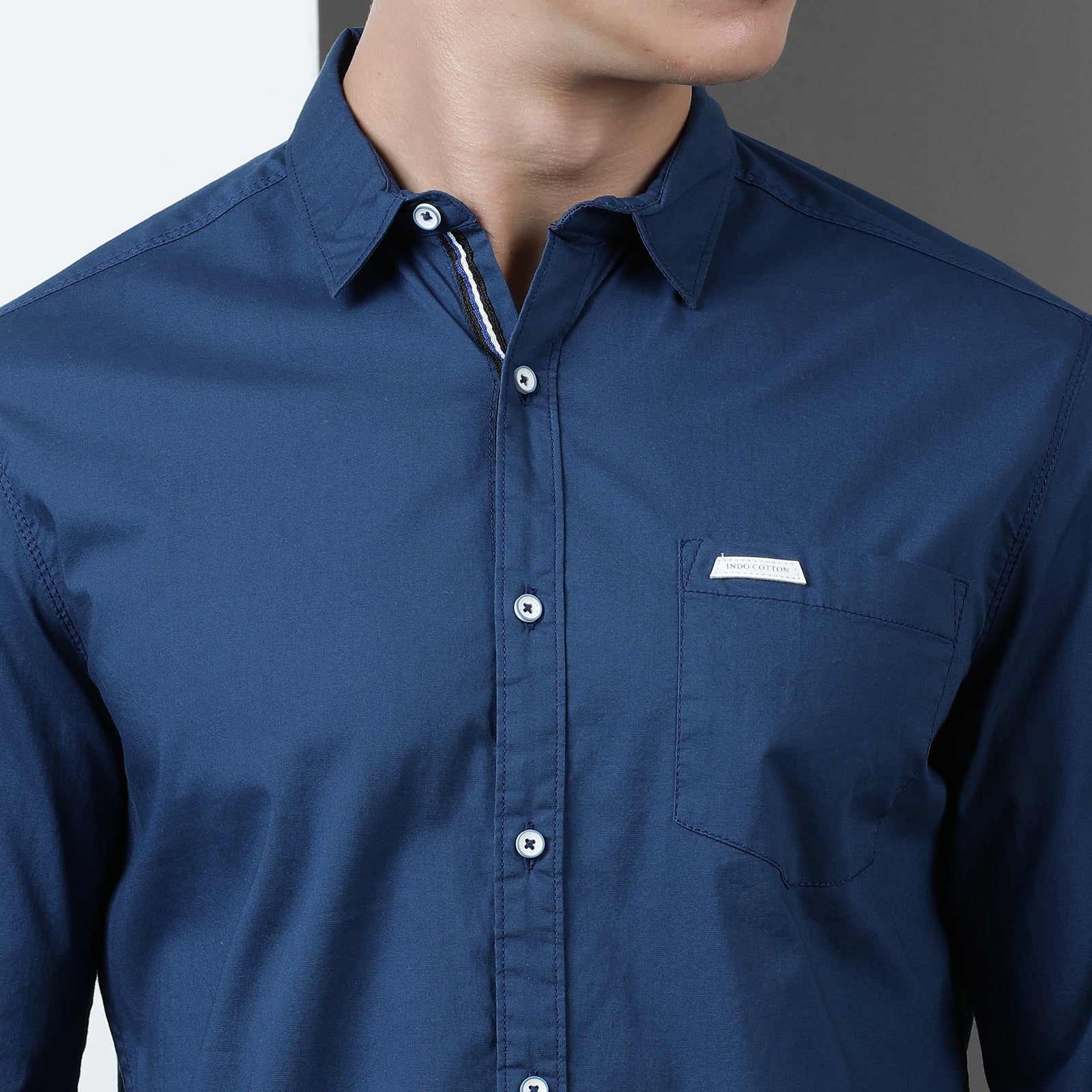 Sea Blue Solid Full Sleeve Shirt