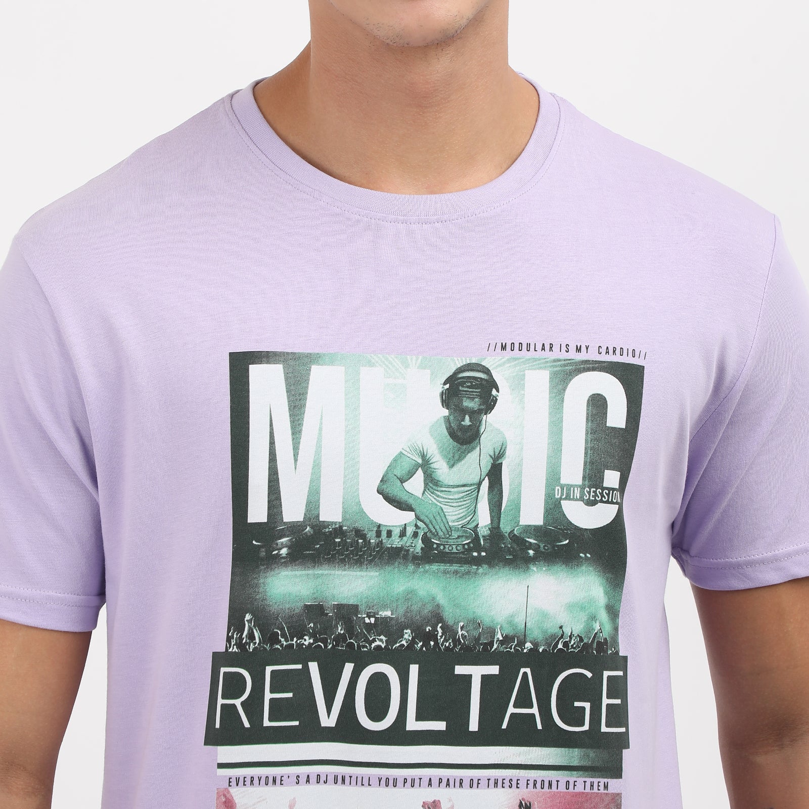 Lavender Music Revoltage Men's Graphic Printed Crew Neck T-Shirt