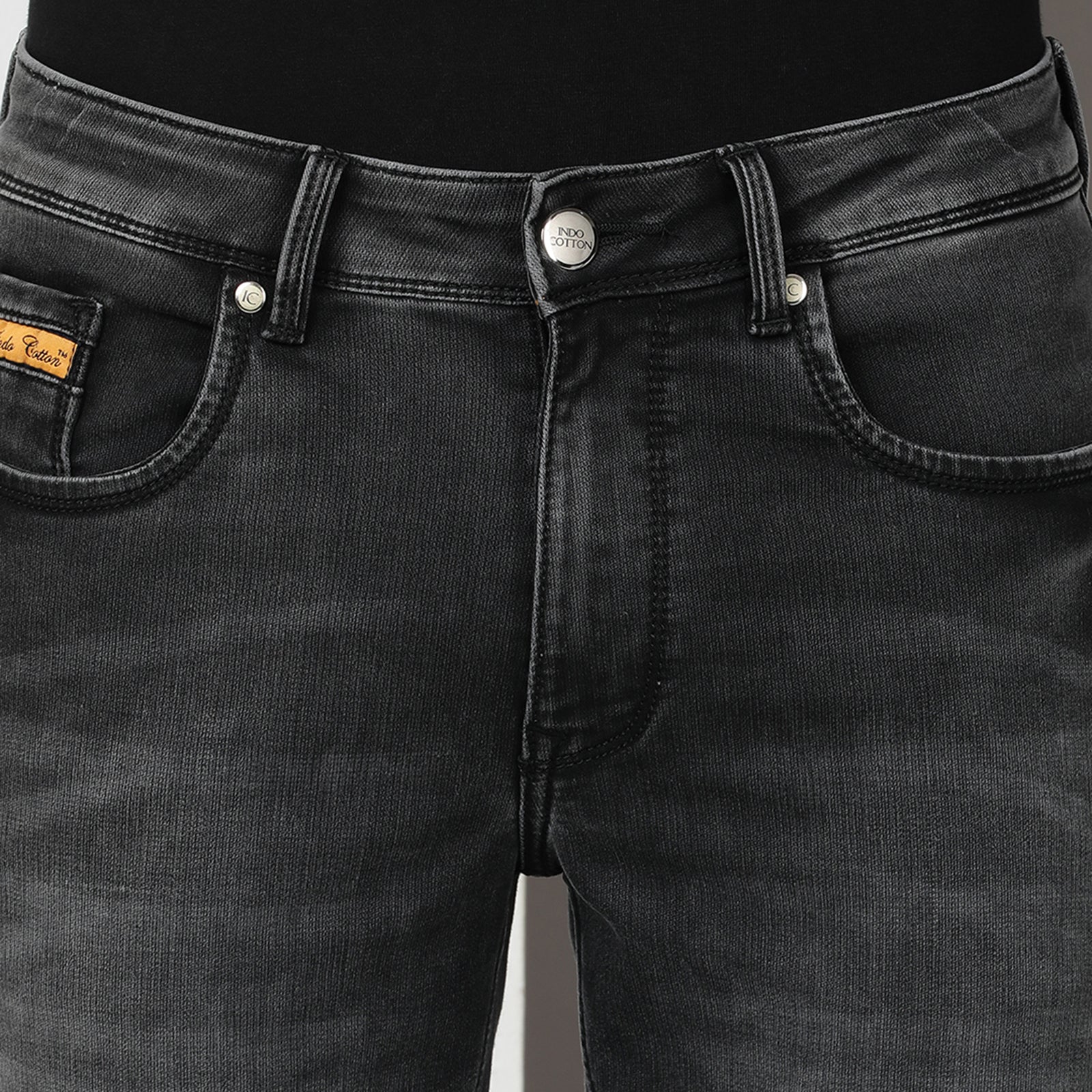 Light Wash Black Midrise Slim Fit Jeans