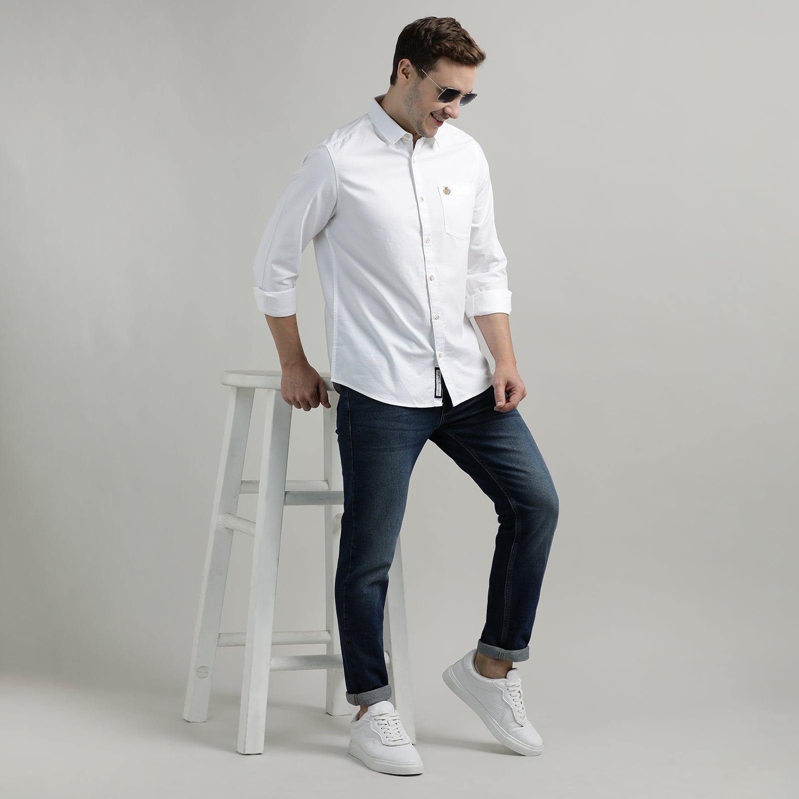 White Solid Full Sleeve Shirt