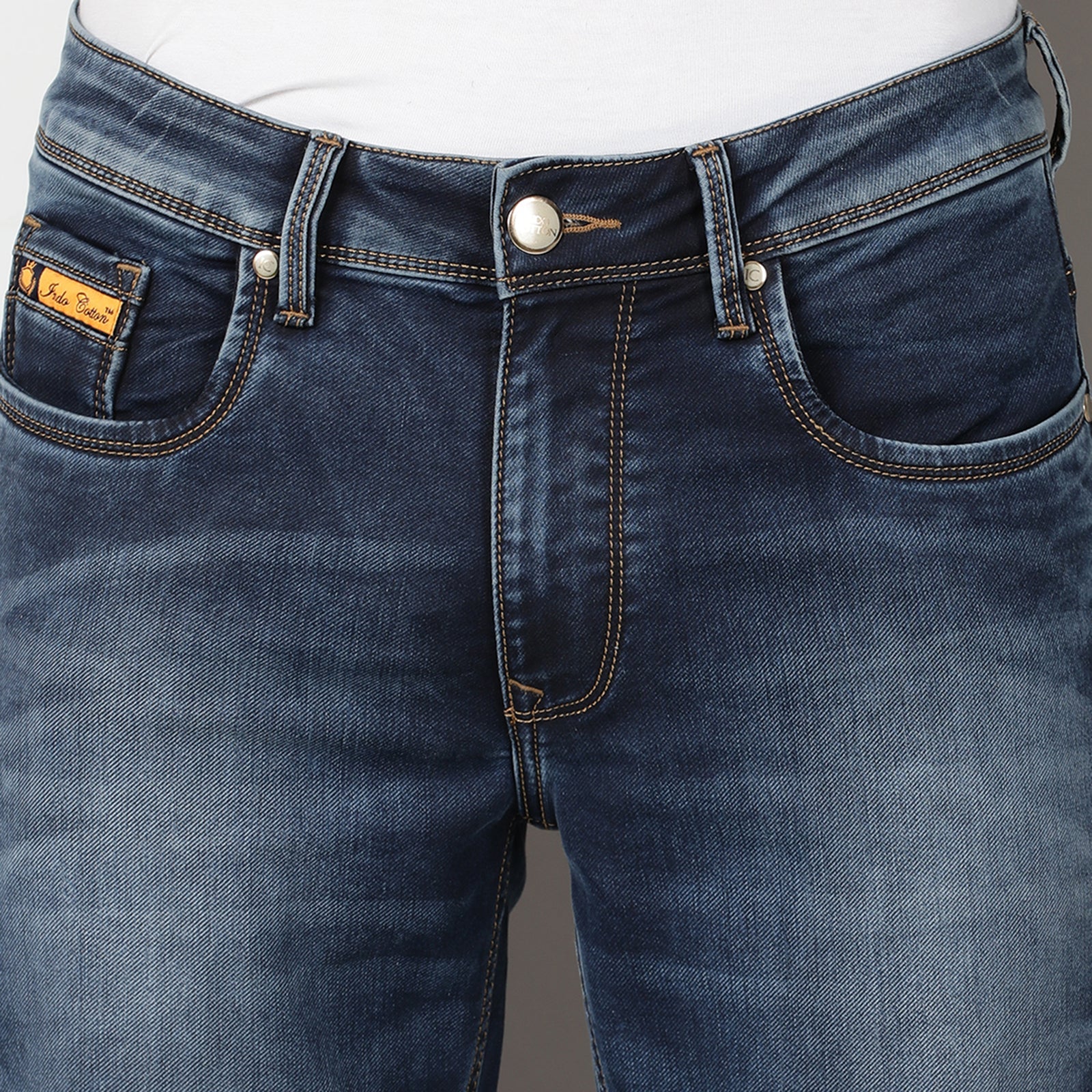 Mid Wash Navy Midrise Slim Fit Jeans