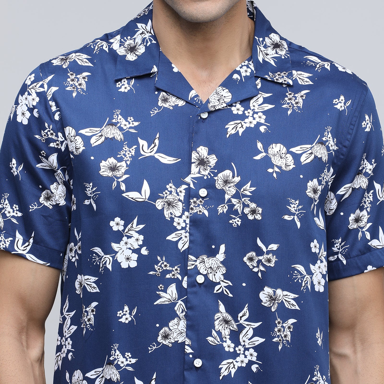 Indo Cotton Men's Printed Half Sleeve Shirt