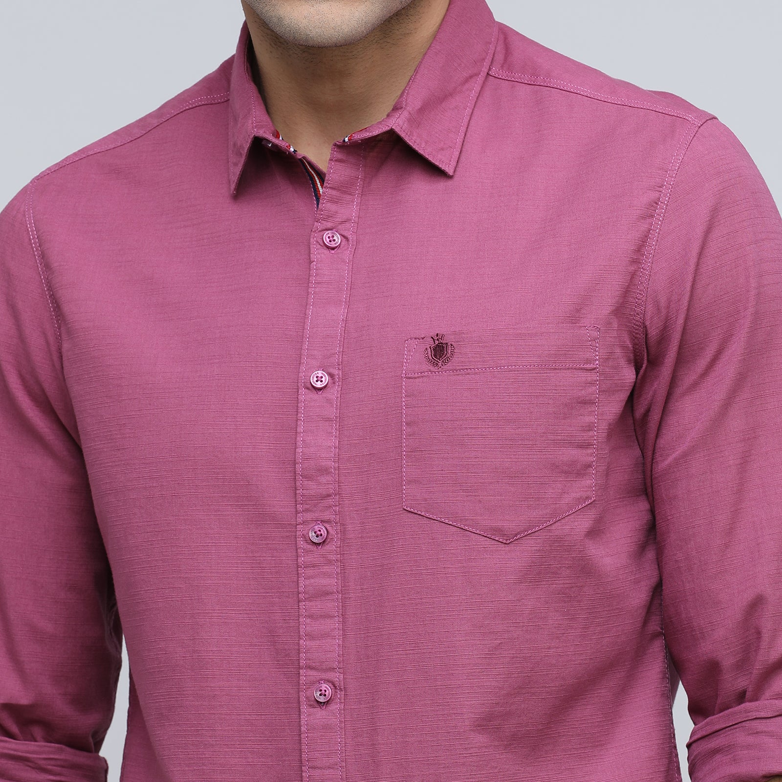 Indo Cotton Men's Solid Full Sleeve Shirt