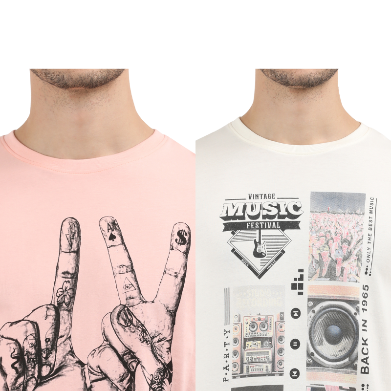 Men's Keep Your Essence & Vintage Music Festival Graphic T-Shirt Pack Of 2