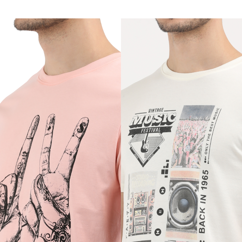 Men's Keep Your Essence & Vintage Music Festival Graphic T-Shirt Pack Of 2