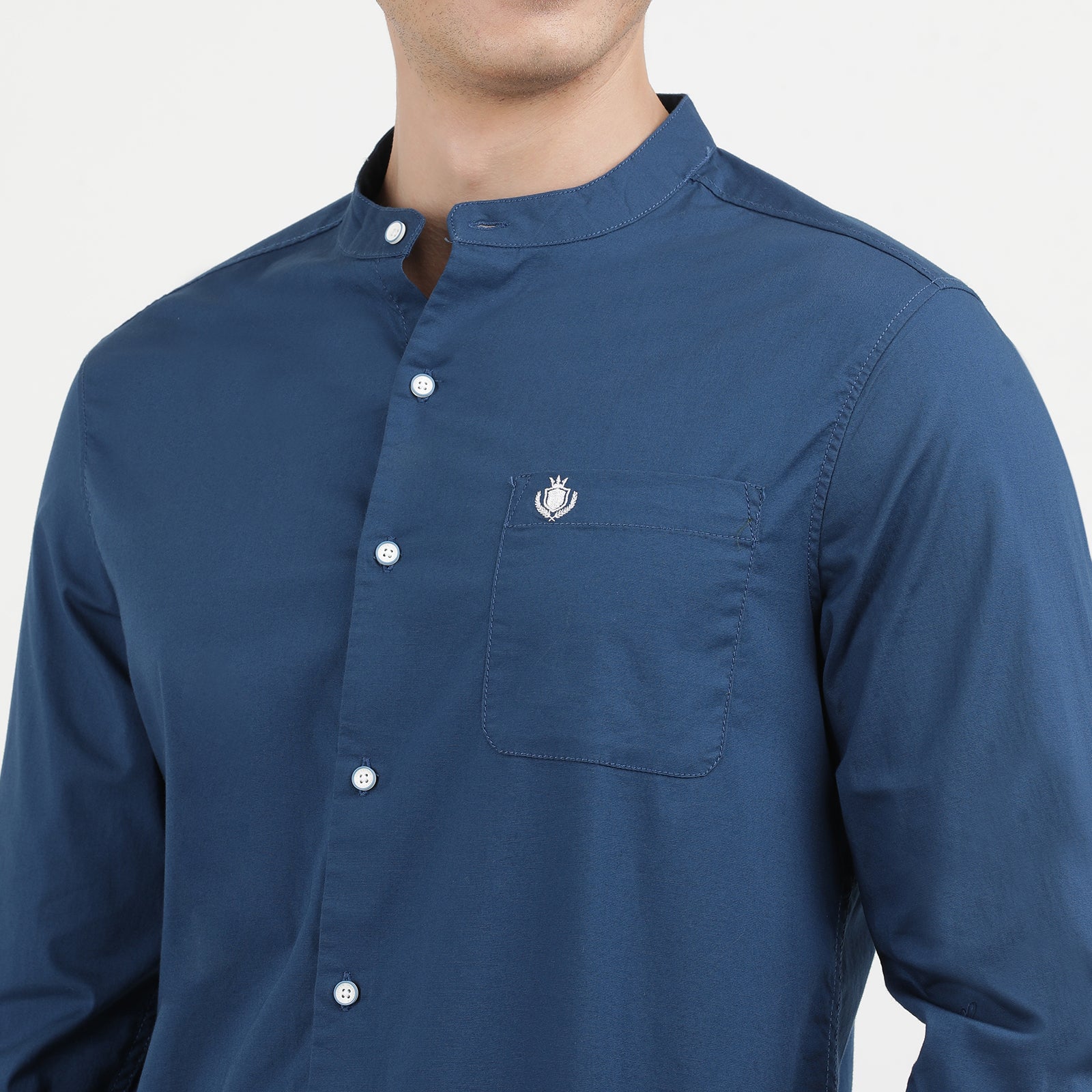 Elegant Poseidon Full Sleeve Mandarin Collar Shirt