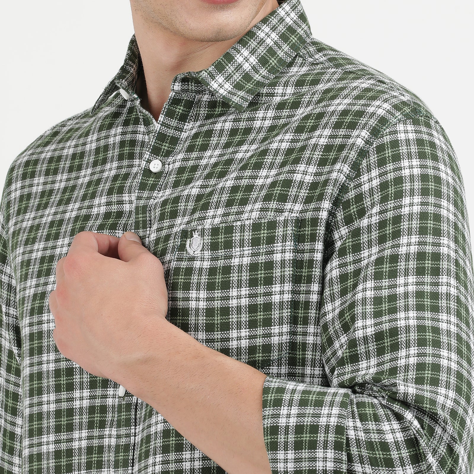 Men's Green Plaid Casual Shirt