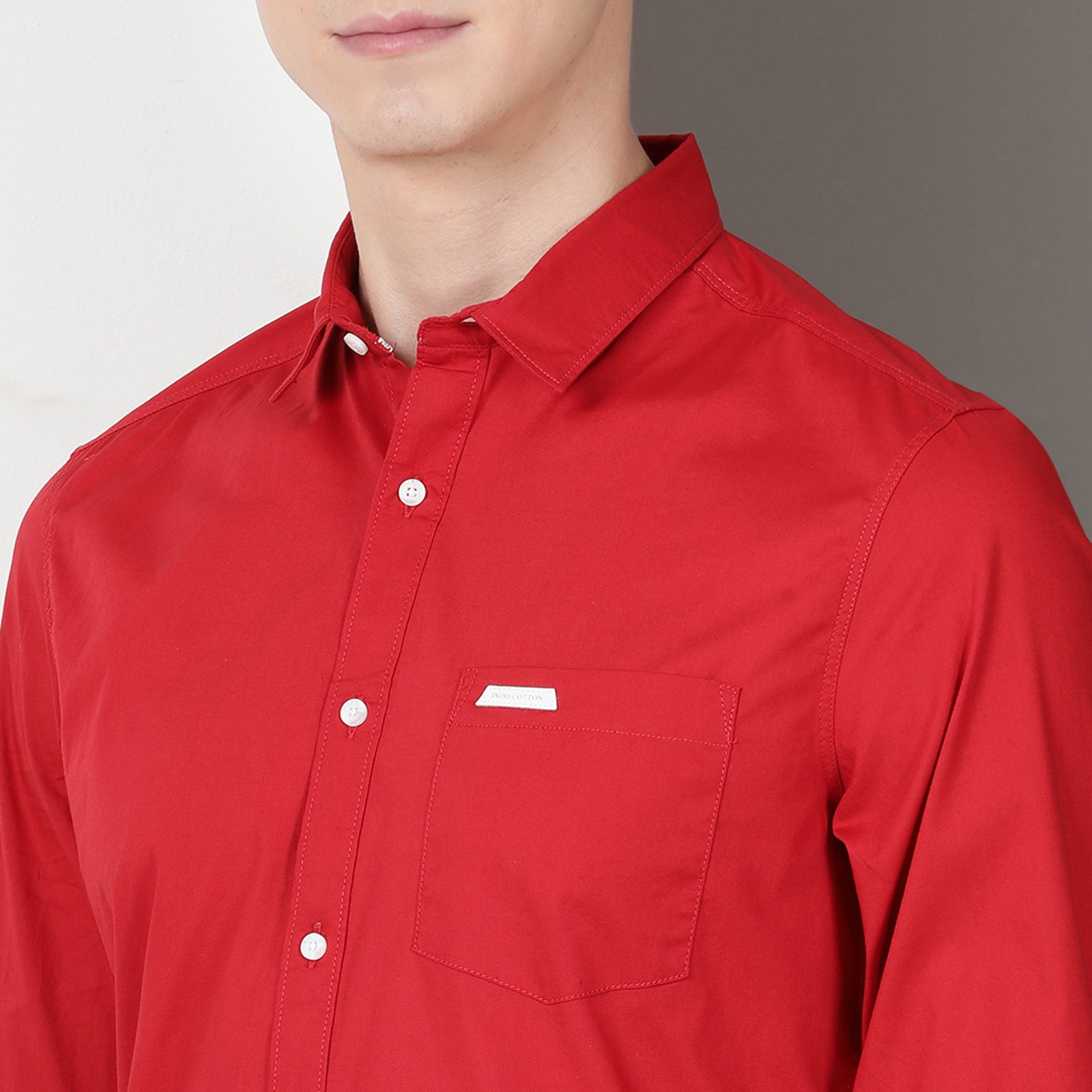 Red Solid Full Sleeve Shirt