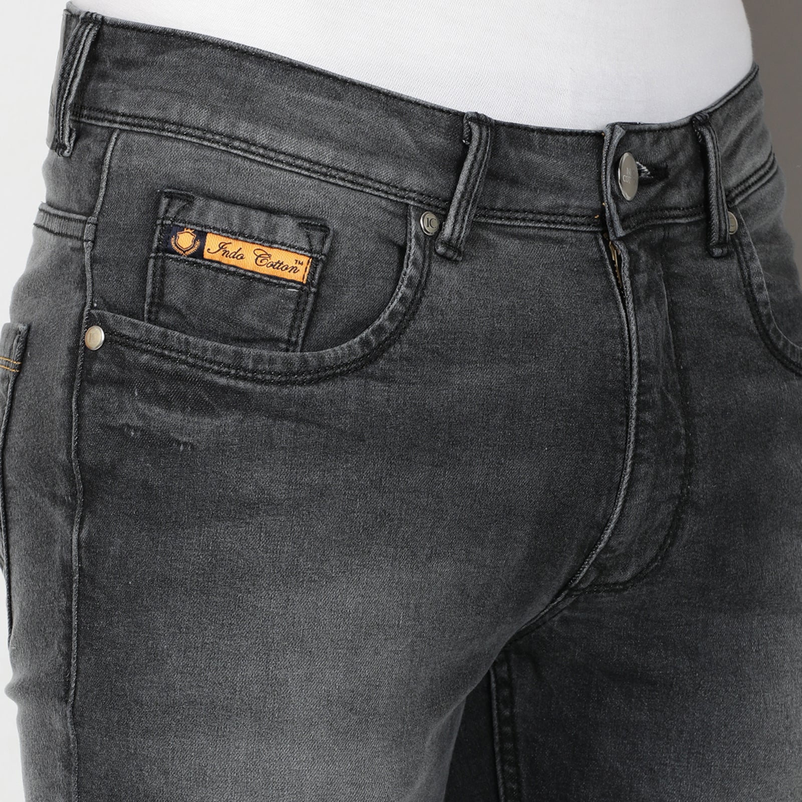 Mid Wash Black Midrise Slim Fit Jeans