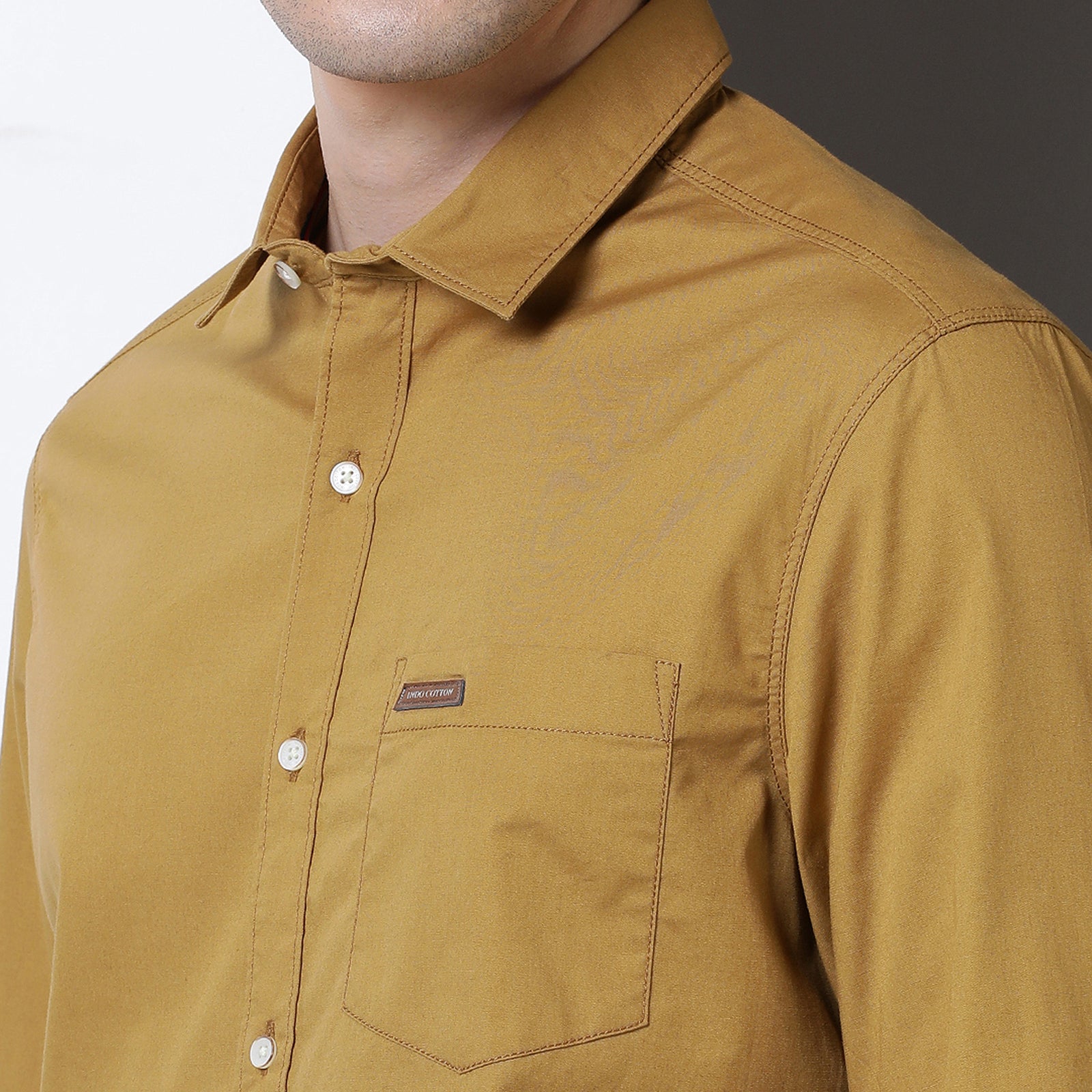 Mustard Solid Full Sleeve Shirt