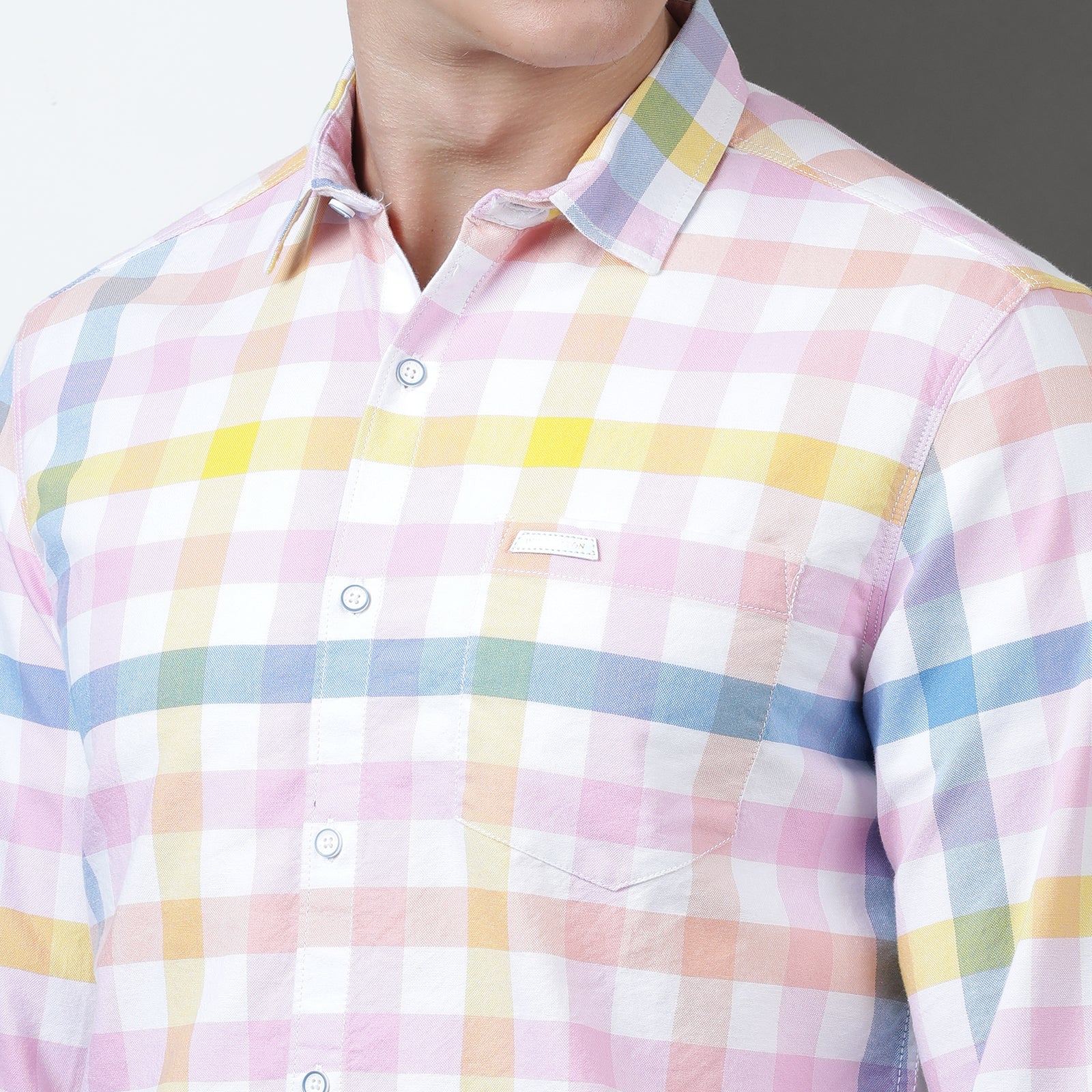 White Yarn Dyed Checks Full Sleeve Shirt