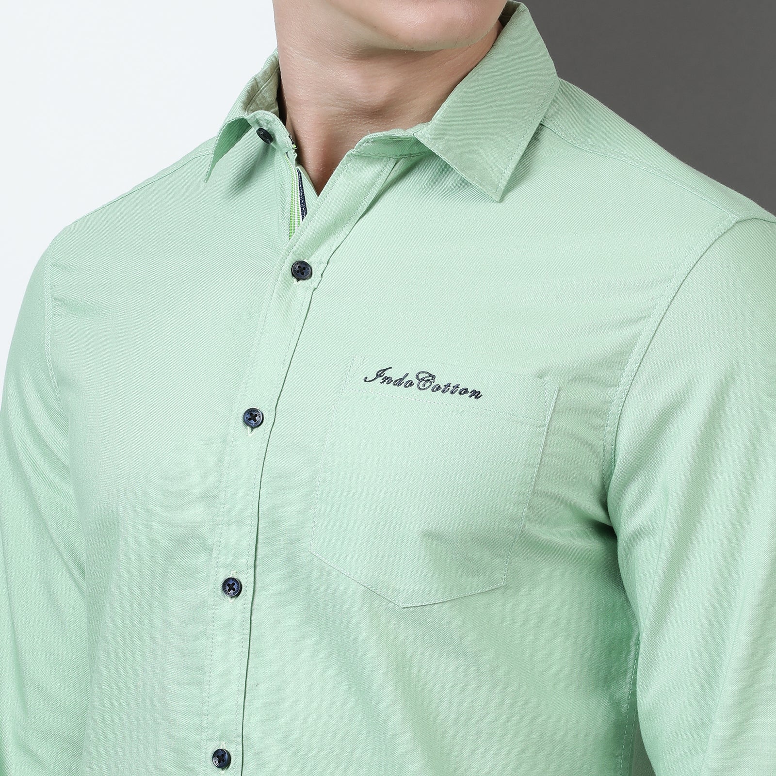 Green Solid Full Sleeve Shirt