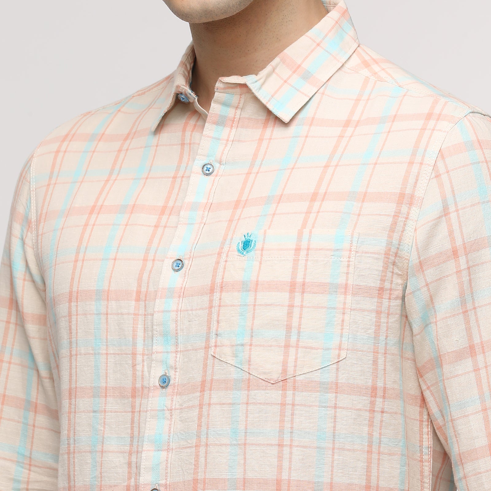 Men's Checkered Slim Fit Shirt With Patch Pocket