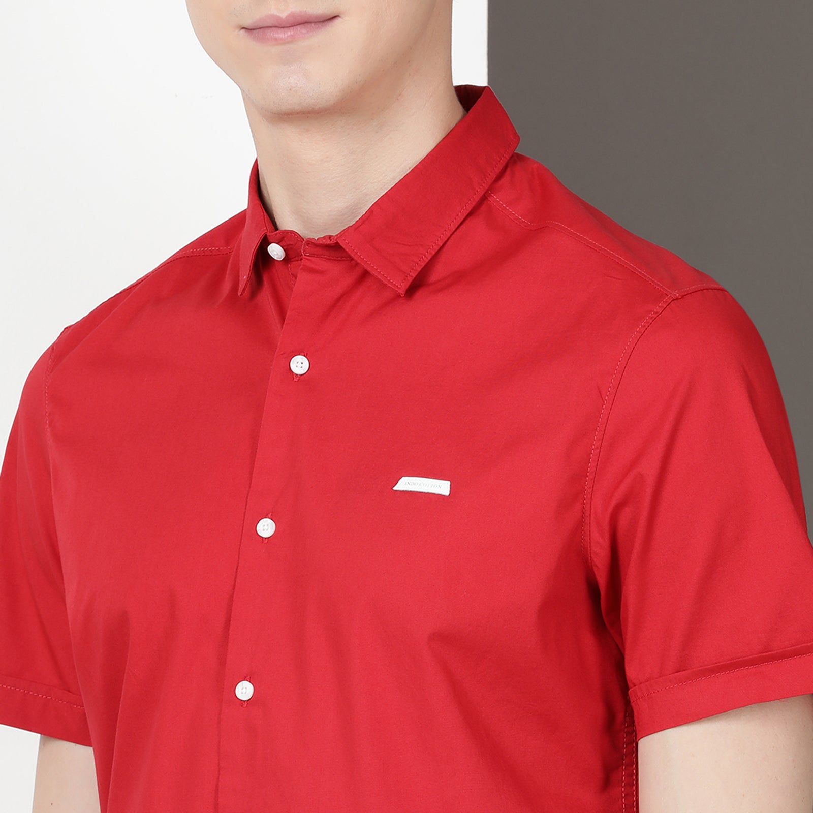 Red Solid Half Sleeve Shirt