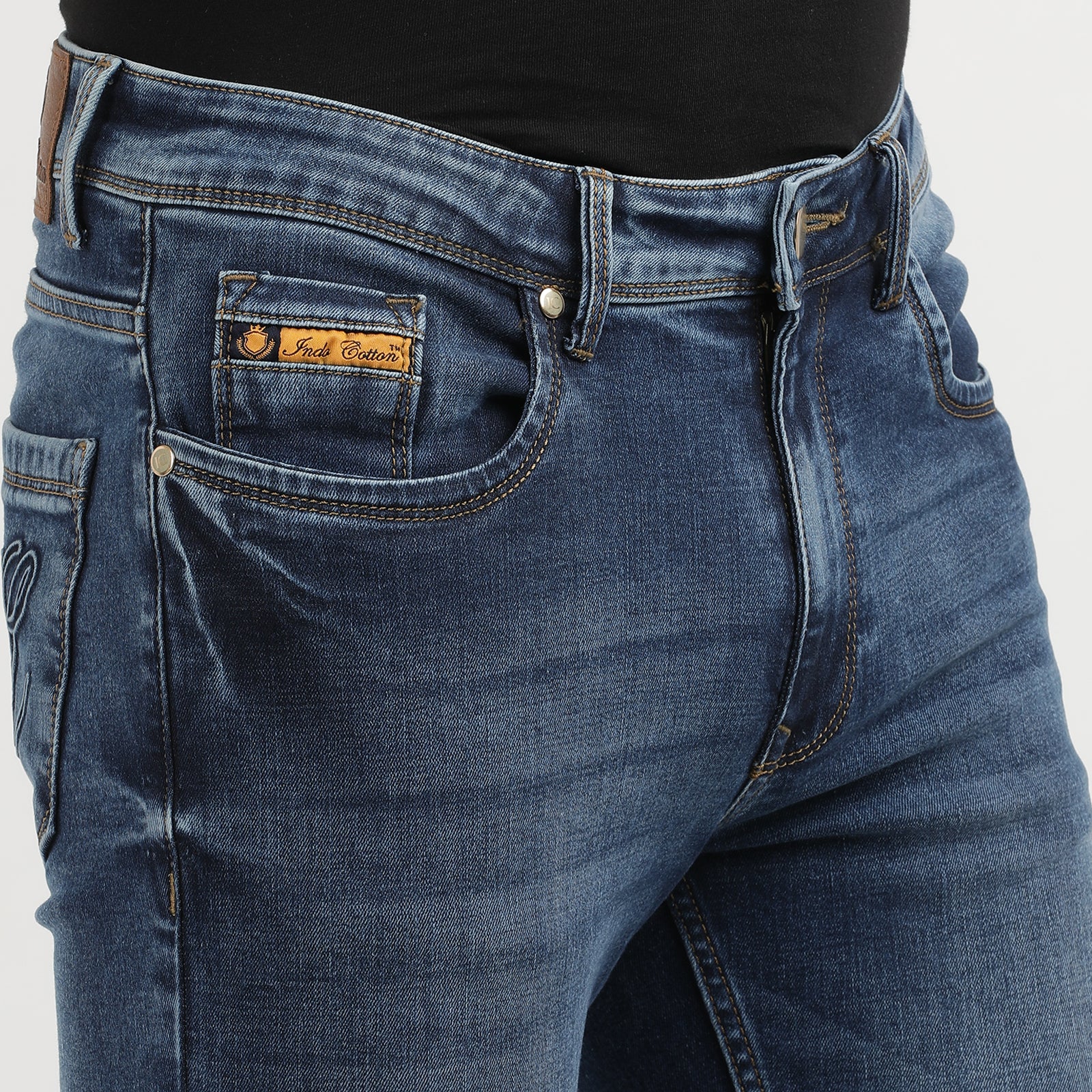 Men's Distressed Light Shade Slim Fit Denim Jeans