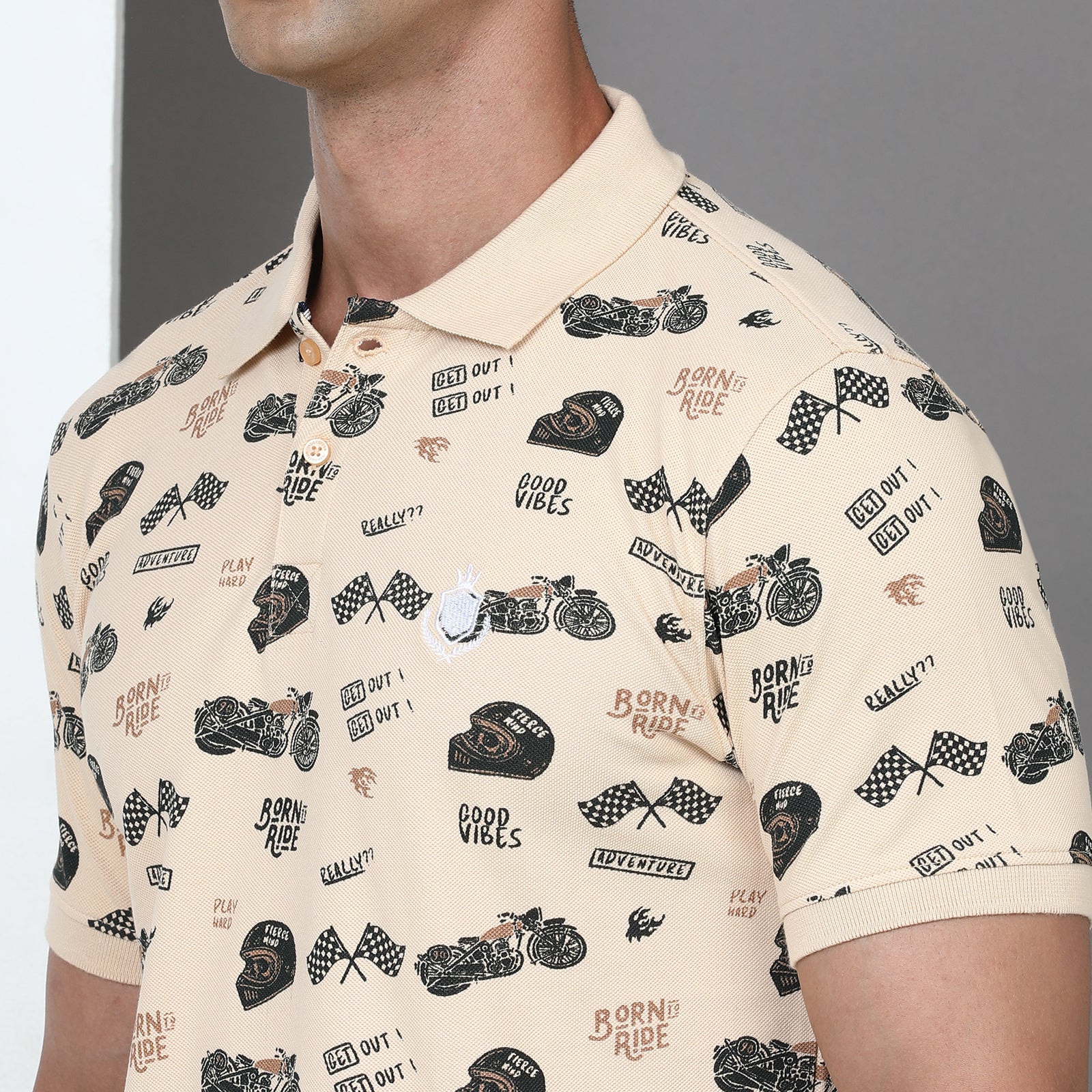 Slim Fit Printed Polo T-Shirt