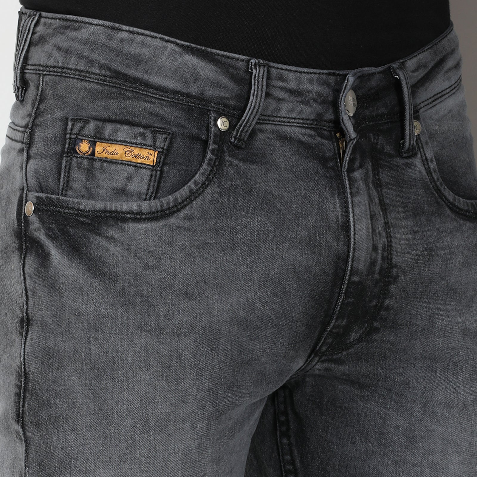 Dark Wash Black Midrise Slim Fit Jeans