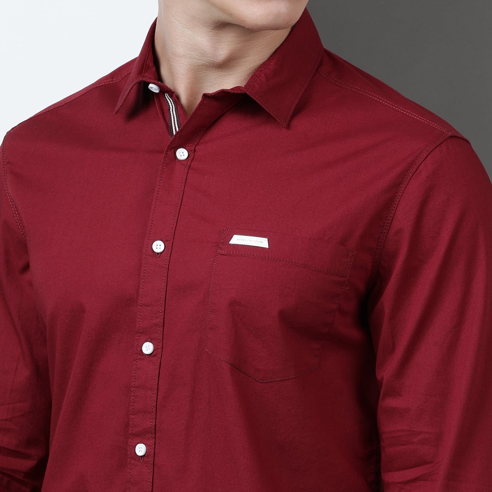 Tibetan Red Solid Full Sleeve Shirt