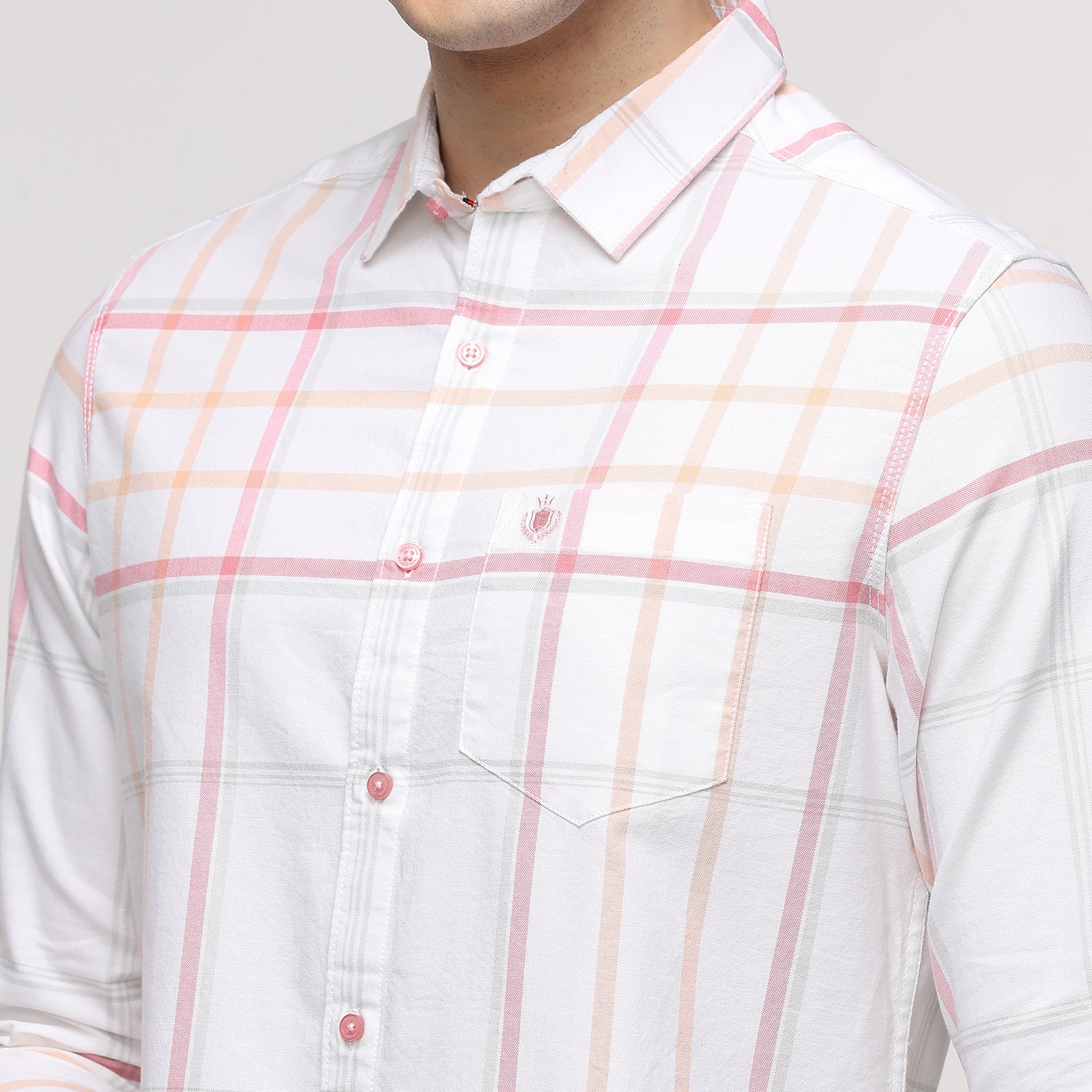 Men's Checkered Slim Fit Shirt with Patch Pocket