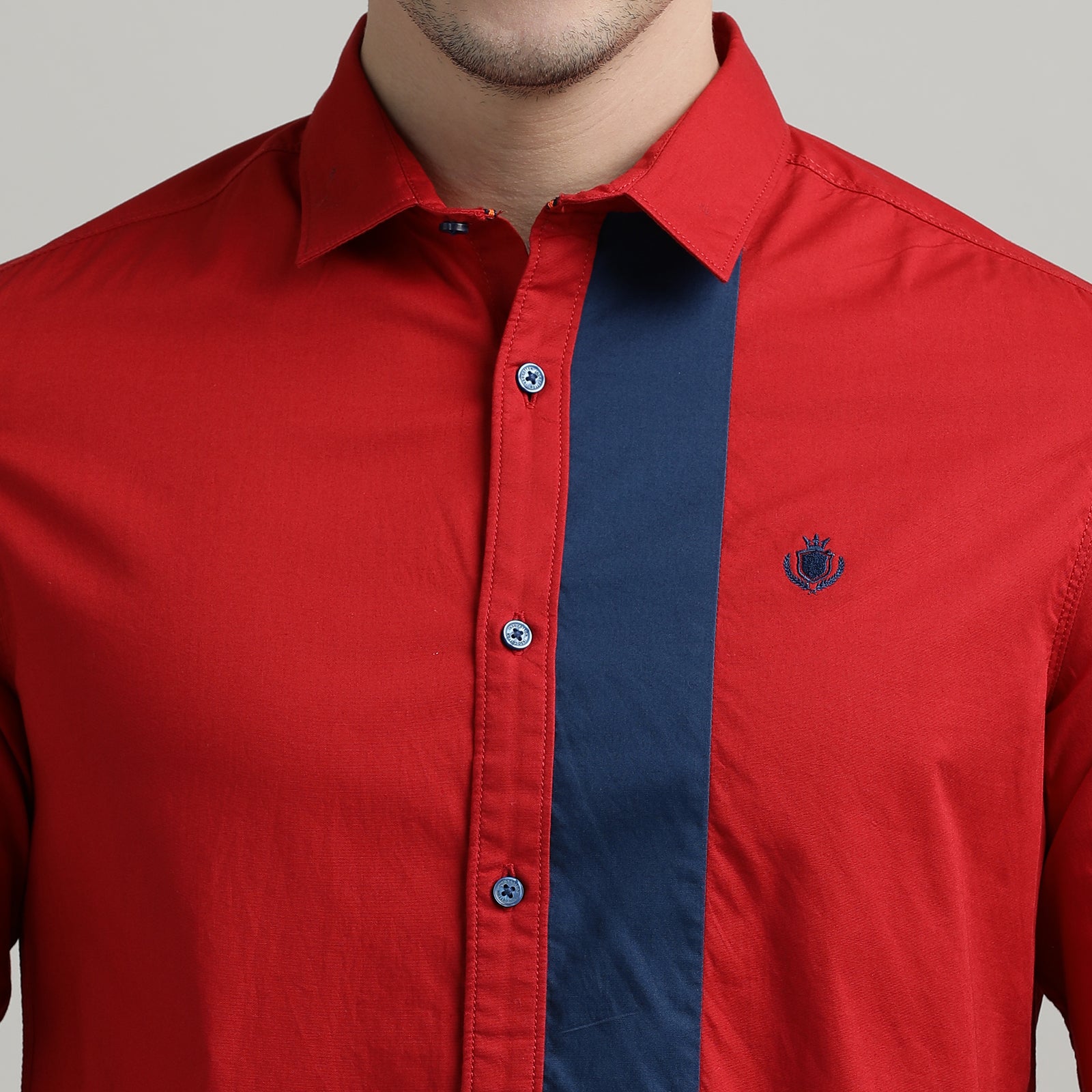 Red And Blue Cut&Sew Full Sleeve Shirt