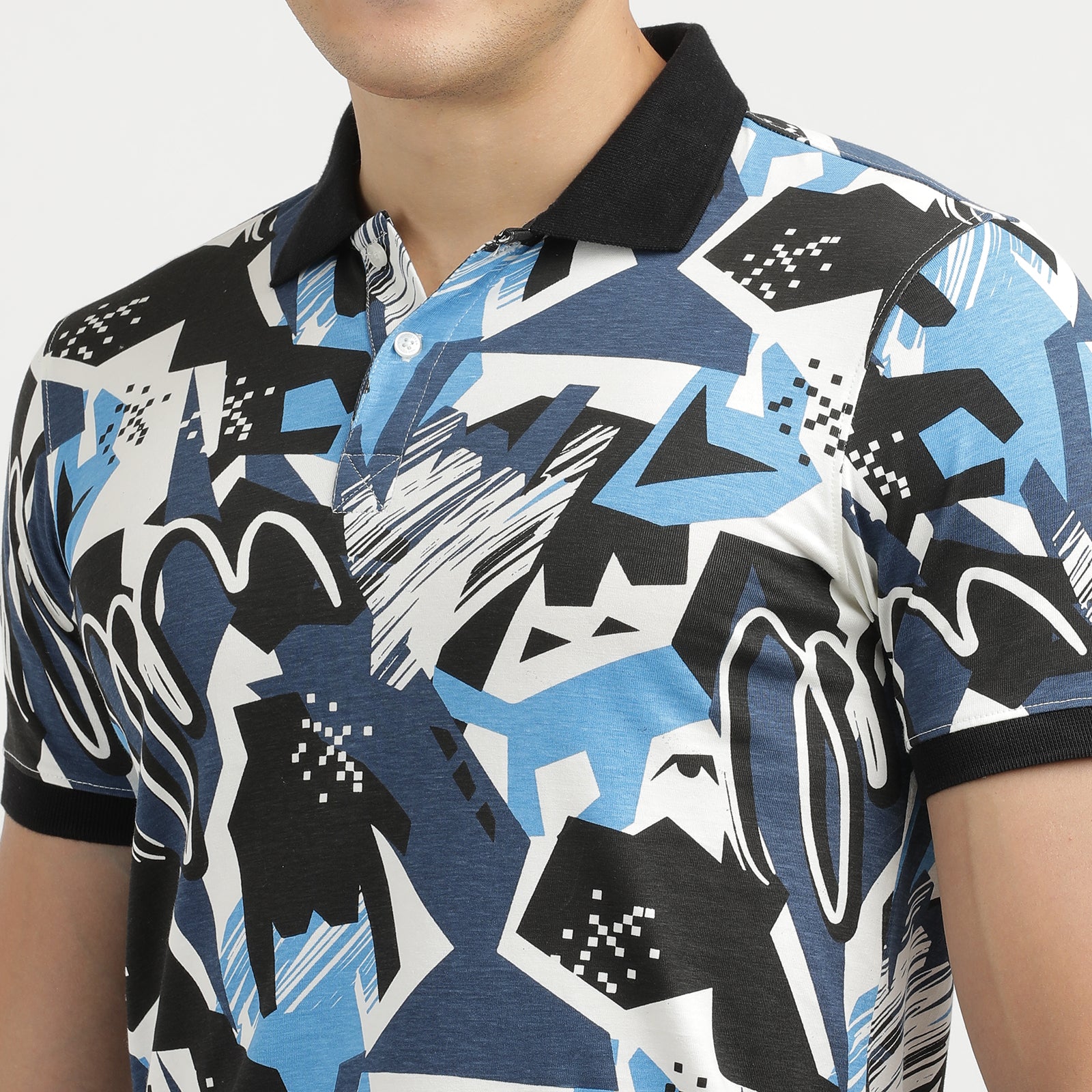 Men's Multi Colored All Over Printed Polo T-Shirt