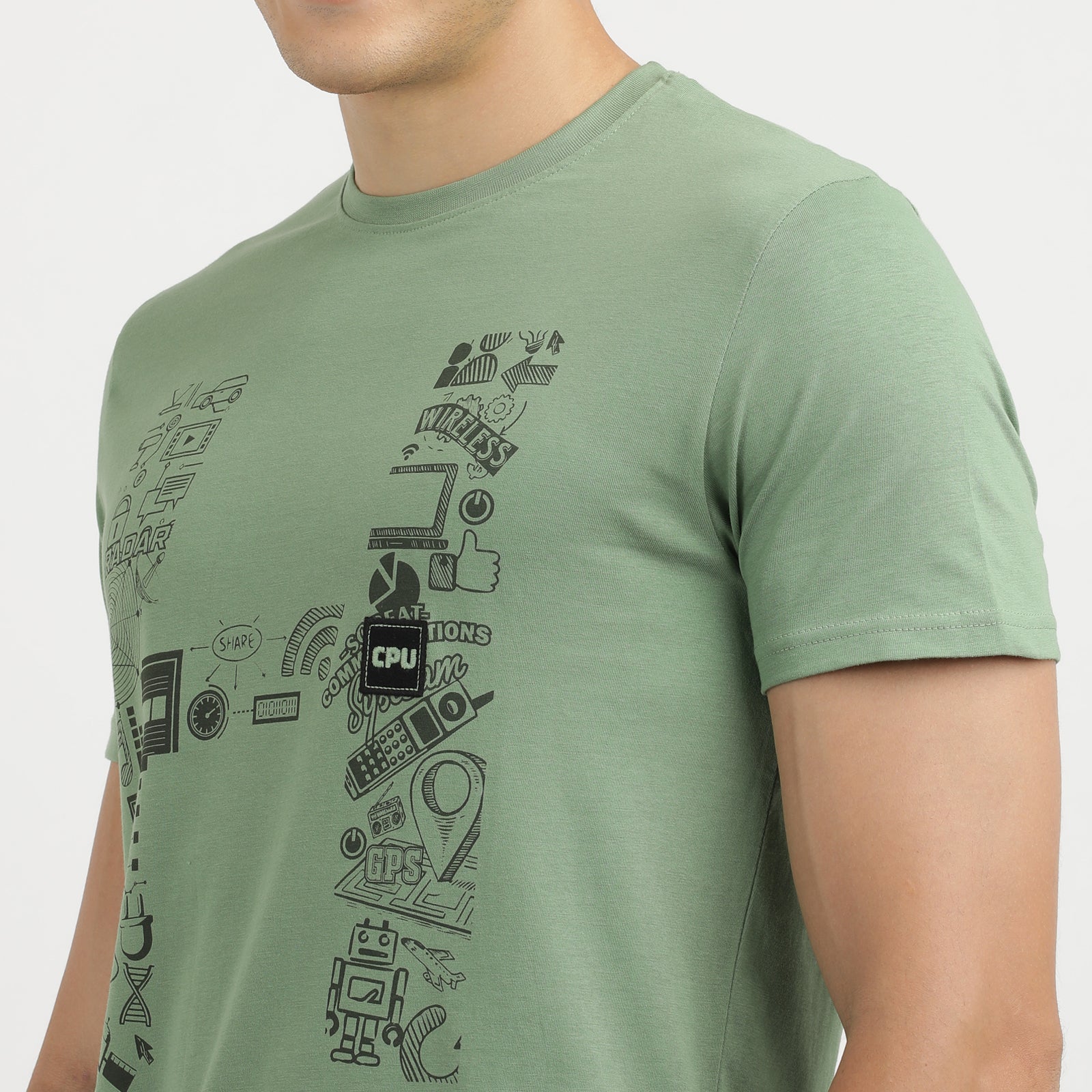 Techie Men's Graphic Printed Crew Neck T-Shirt