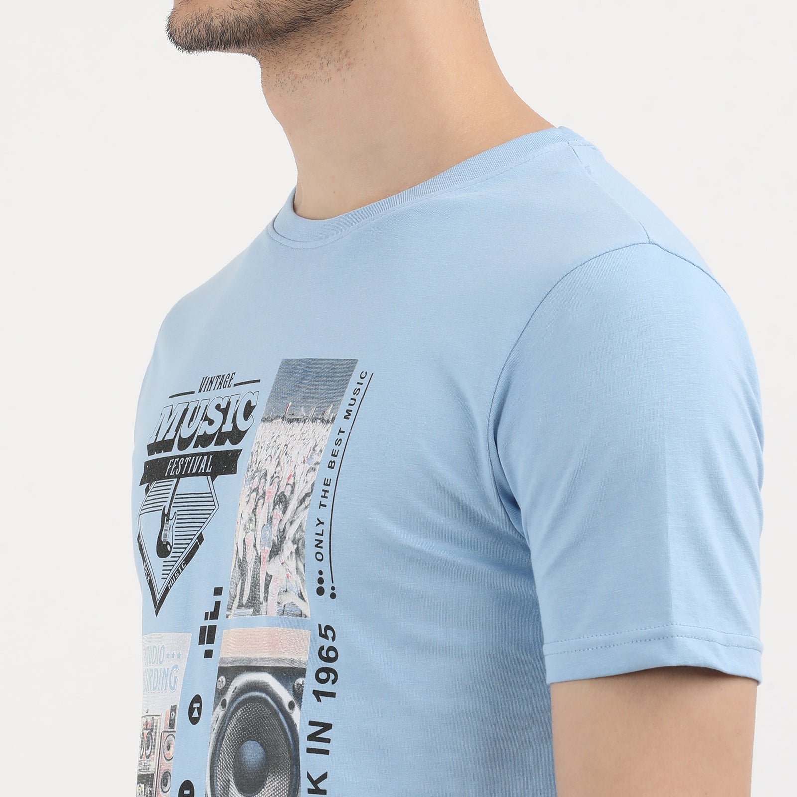 Powder Blue Men's Vintage Music Festival Graphic Tee