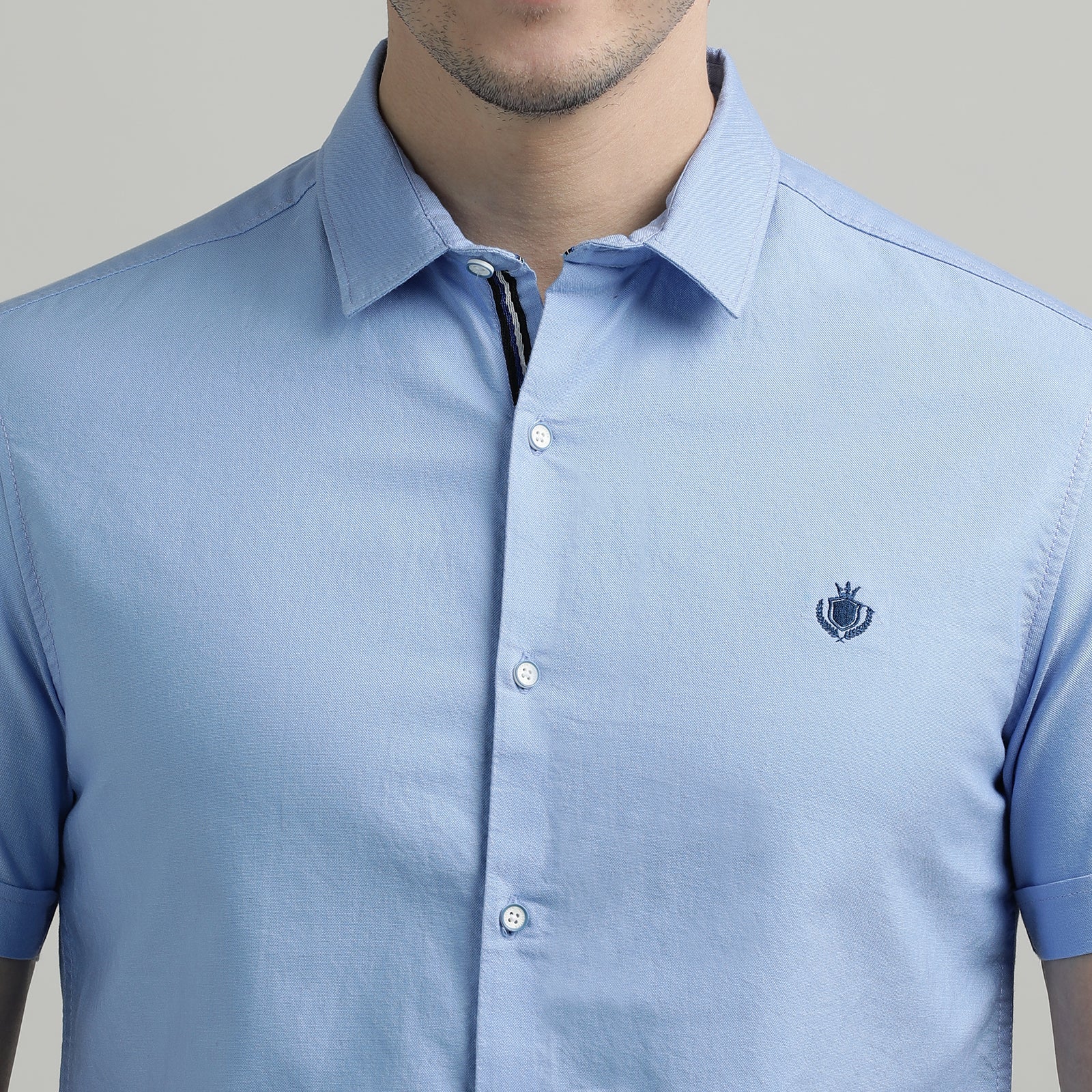 Powder Blue Solid Half Sleeve Shirt