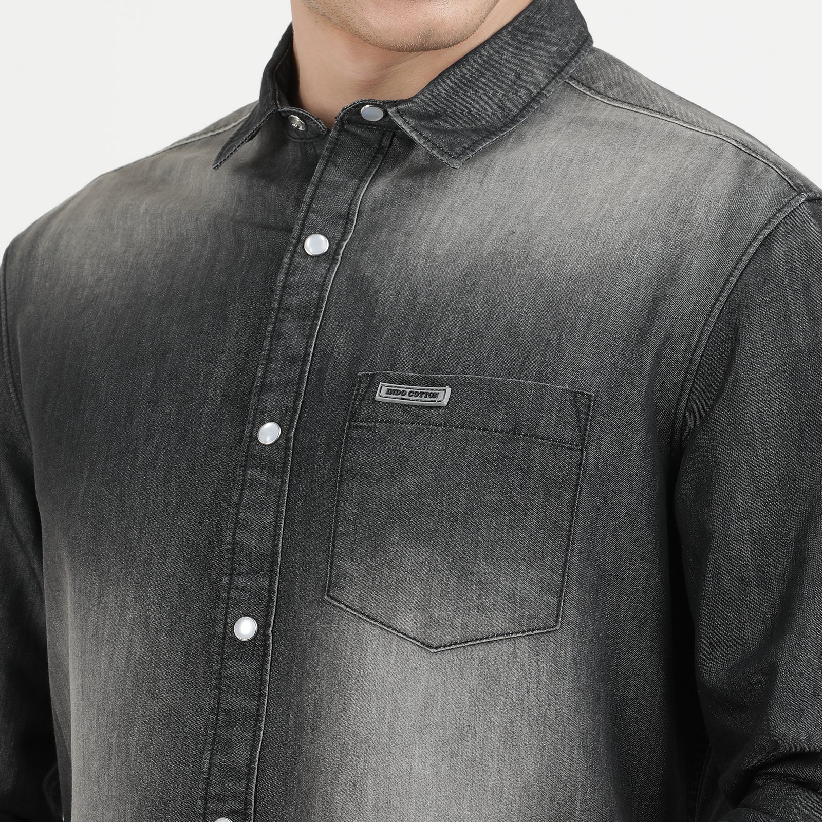 Men's Black Dark Washed Full Sleeve Casual Denim Shirt