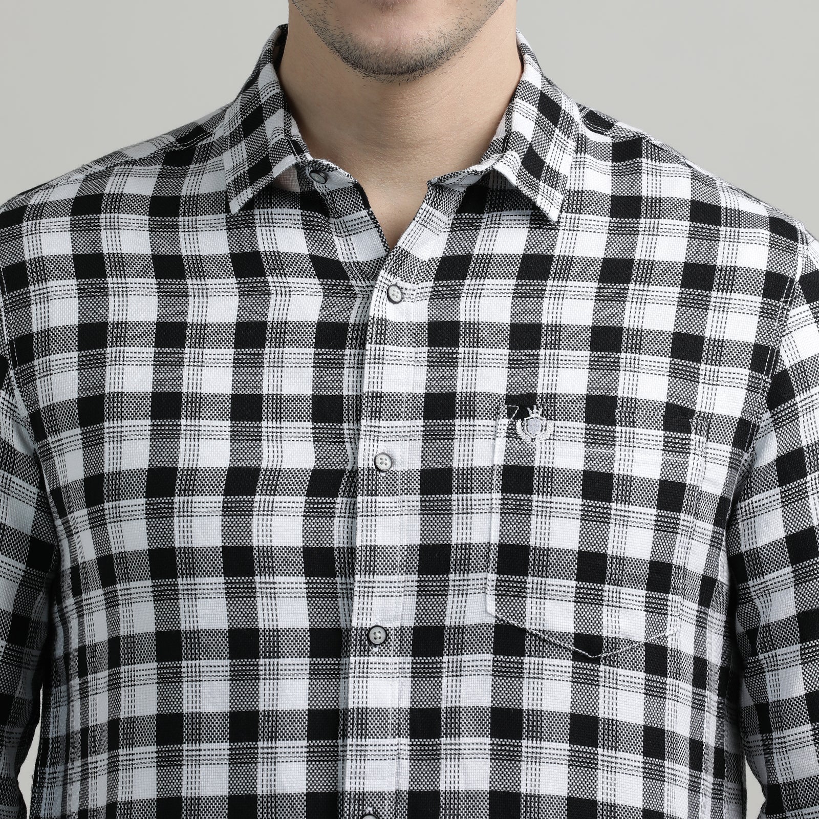 Black & White Checks Full Sleeve Shirt