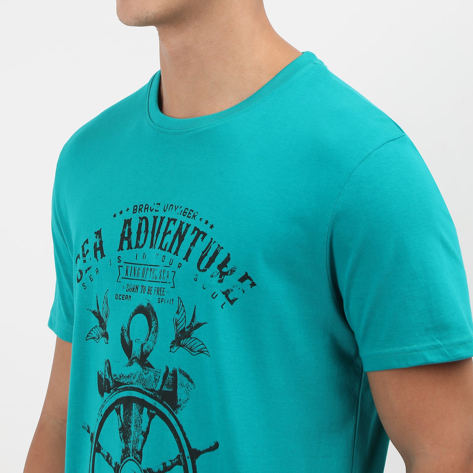 Blue Grass Sea Adventure Men's Graphic Printed Crew Neck t-Shirt