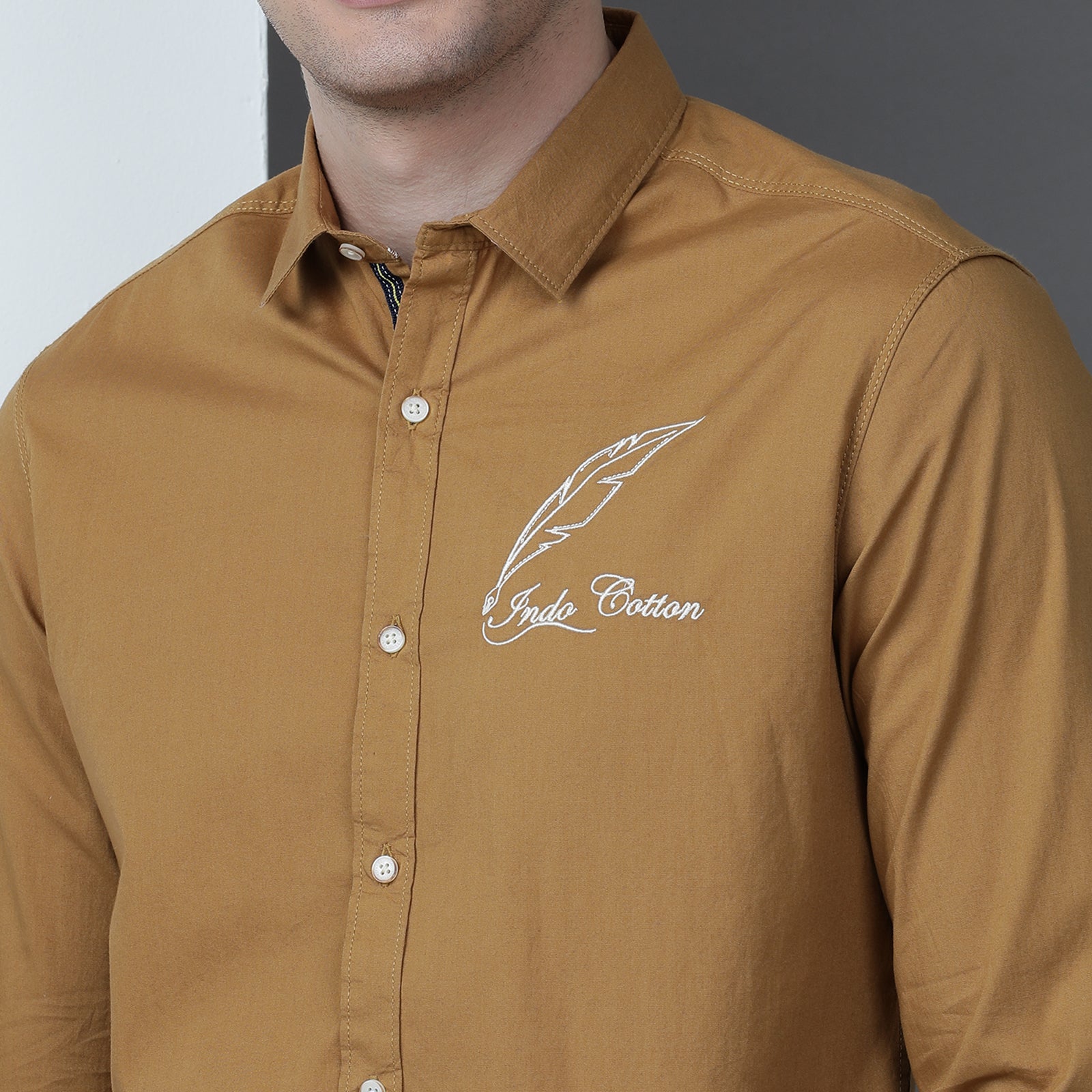 Mustard Solid Full Sleeve Shirt