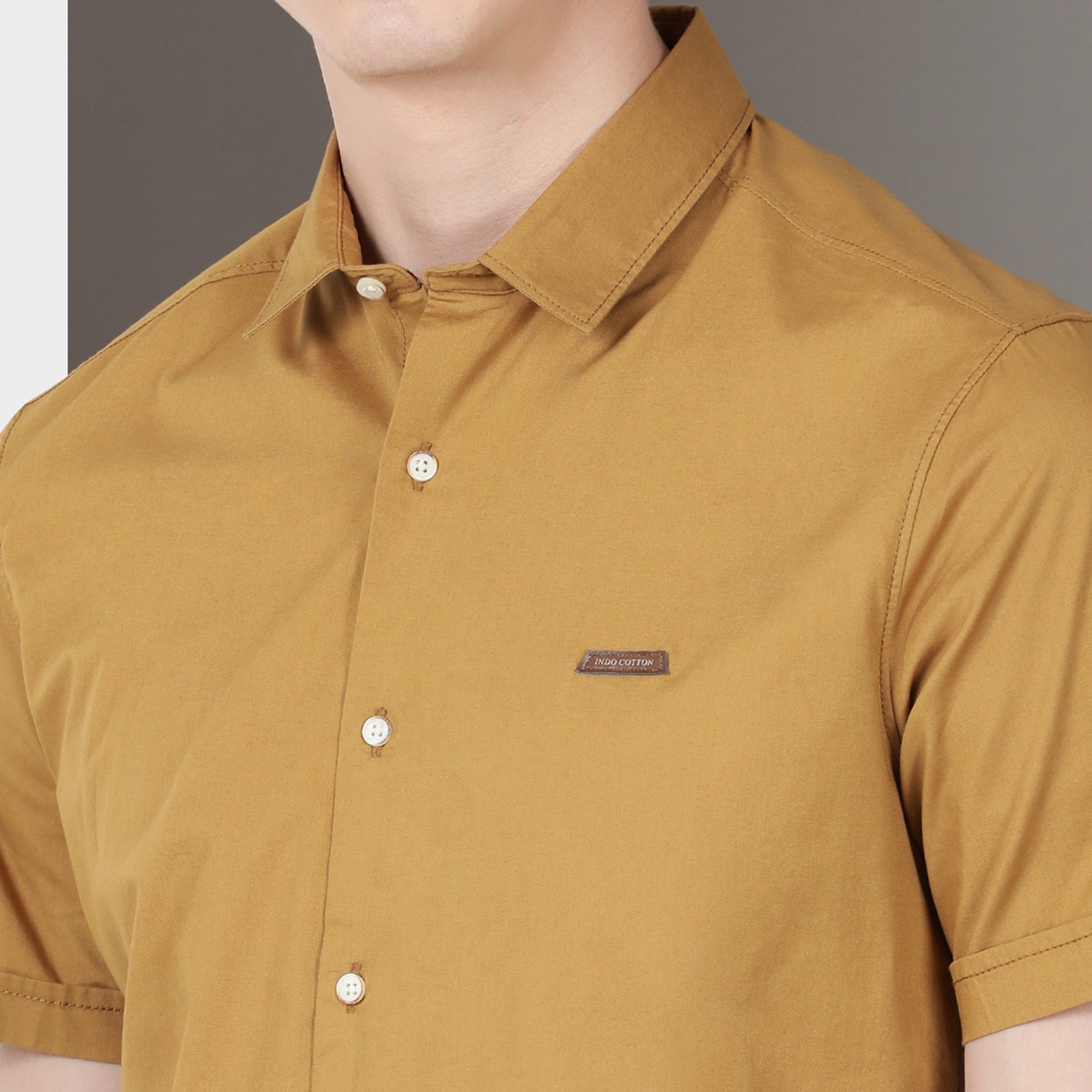 Mustard Solid Half Sleeve Shirt