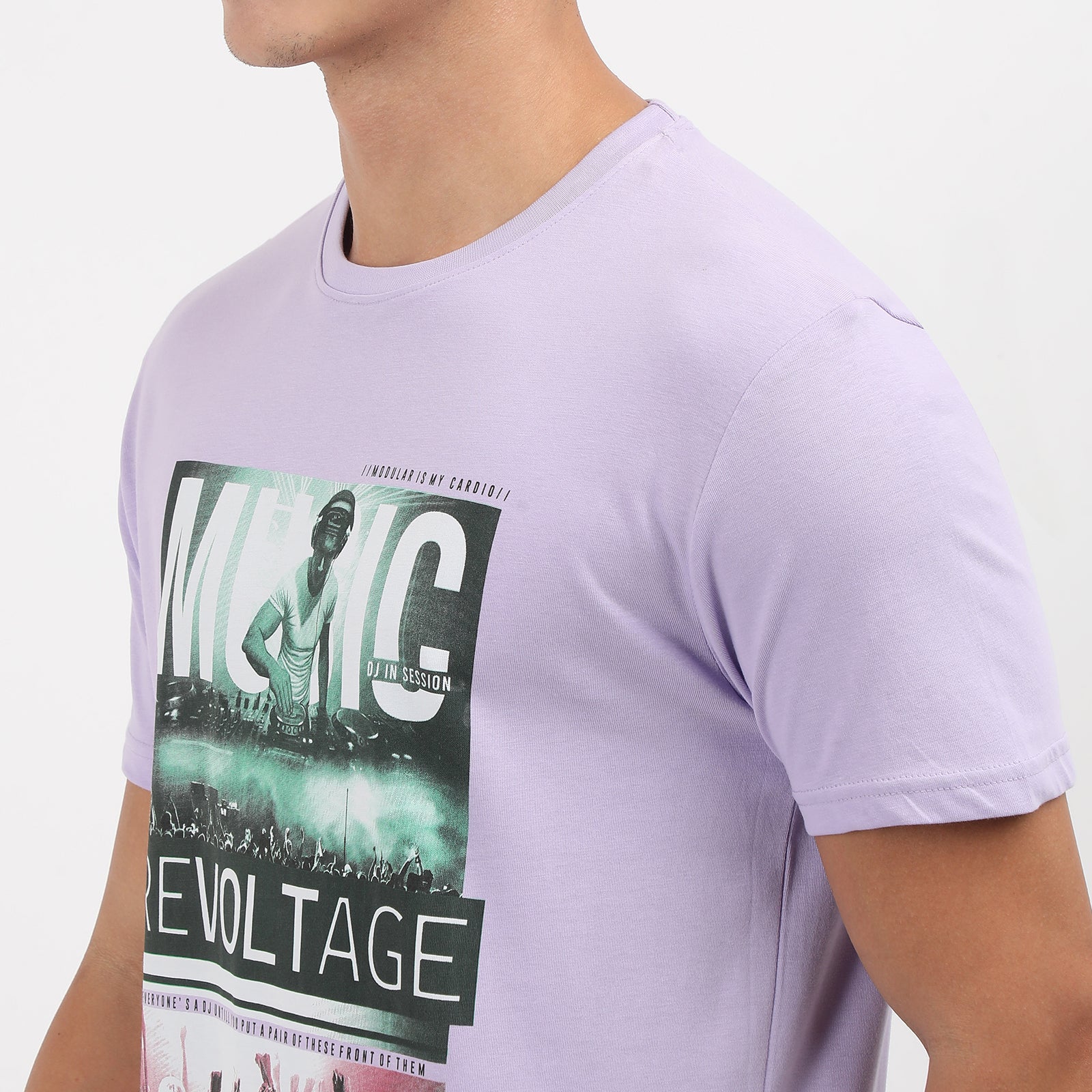 Lavender Music Revoltage Men's Graphic Printed Crew Neck T-Shirt