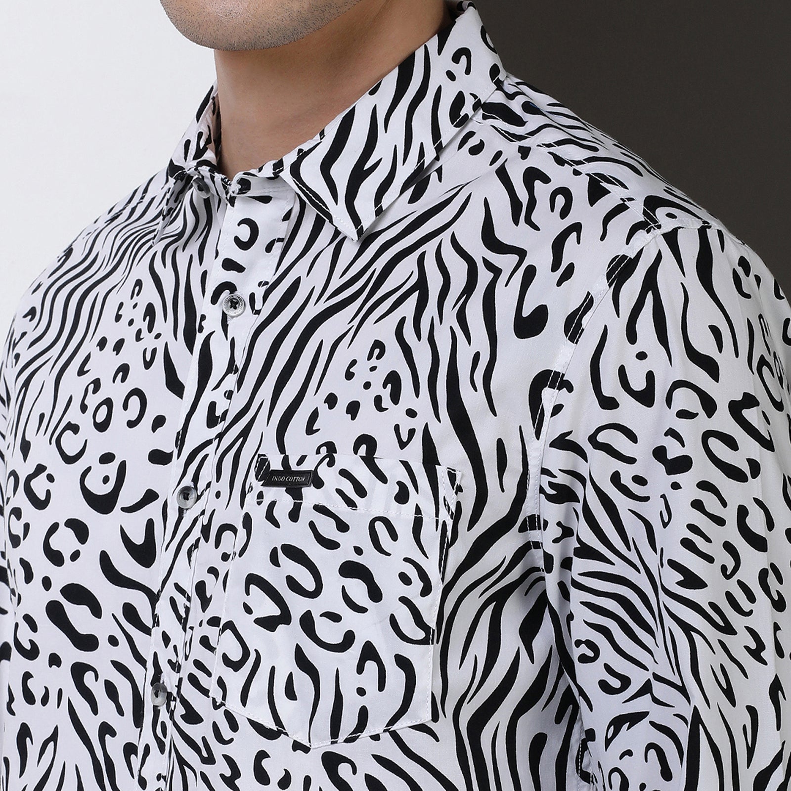 Black & White Printed Full Sleeve Shirt