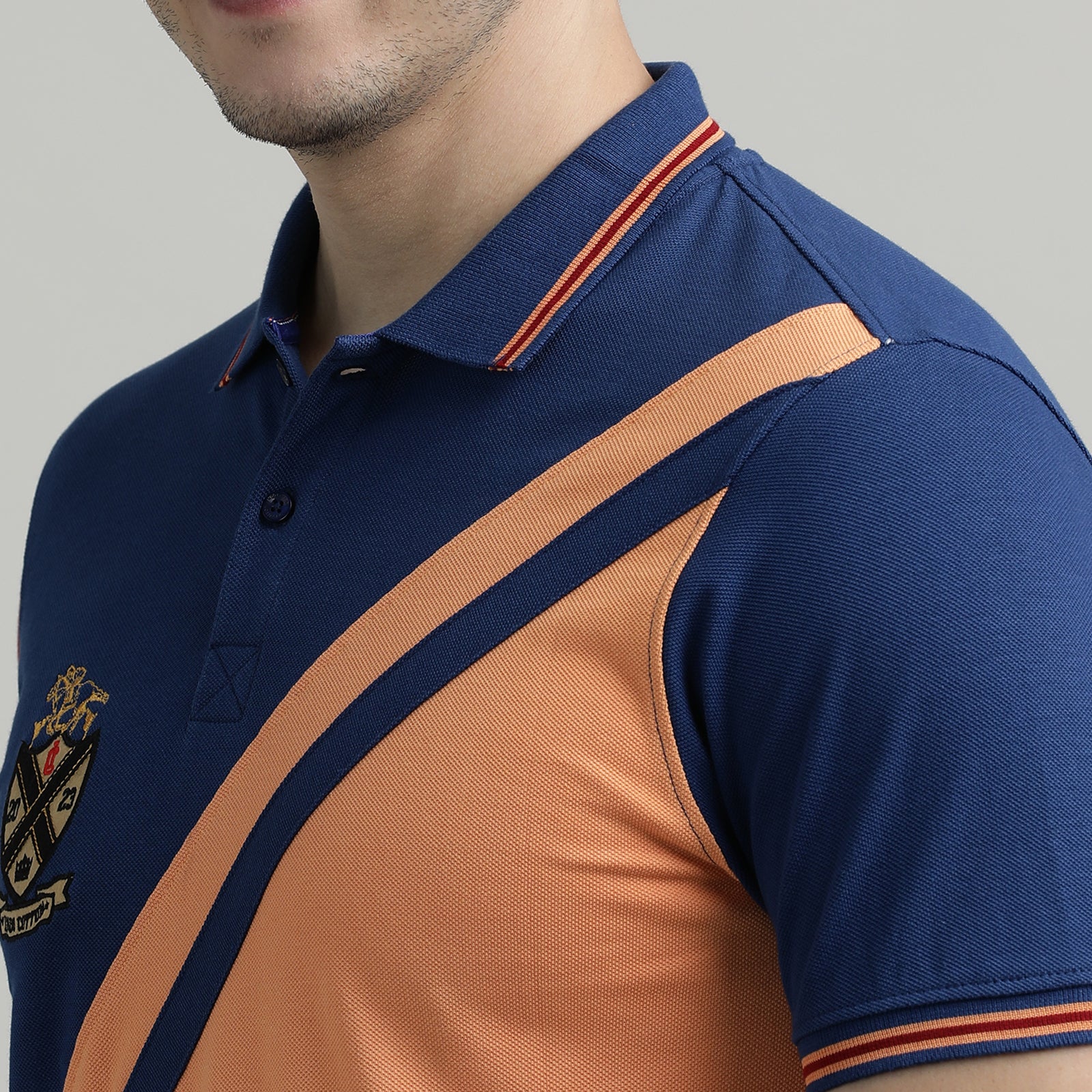 Polo T-Shirt Navy and Muskmelon Cut and Sew