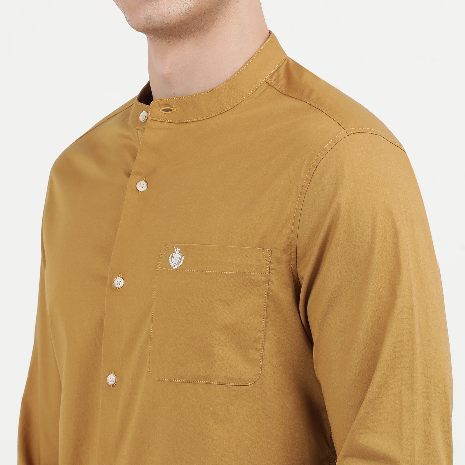 Khaki plain Full Sleeve Shirt-1