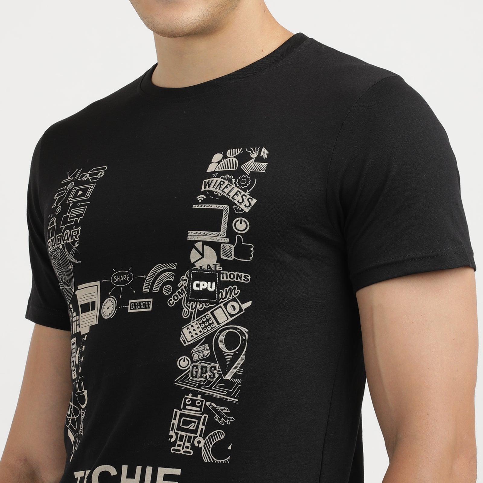 Techie Graphic Print Men's Crew Neck T-shirt