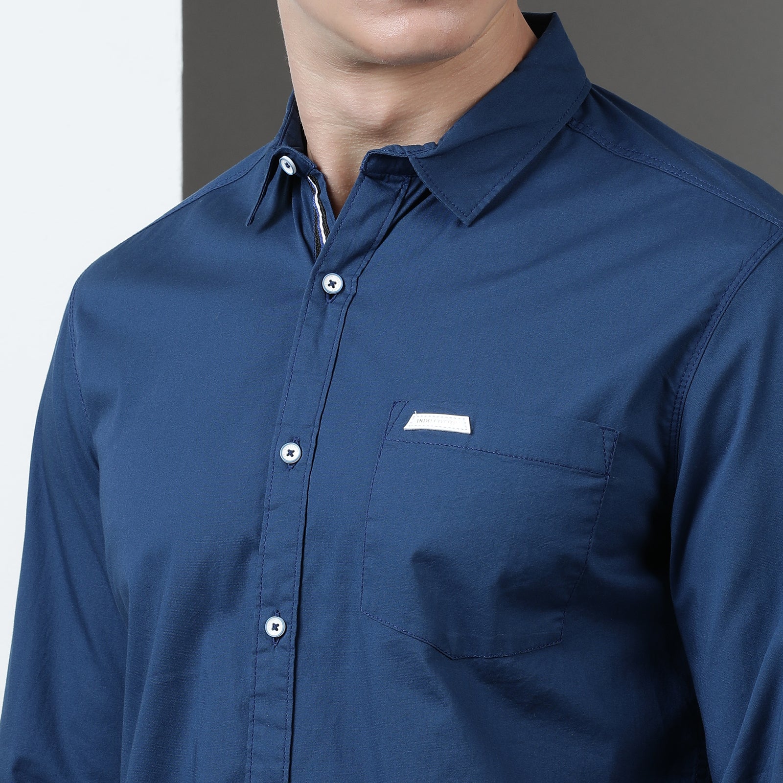 Sea Blue Solid Full Sleeve Shirt