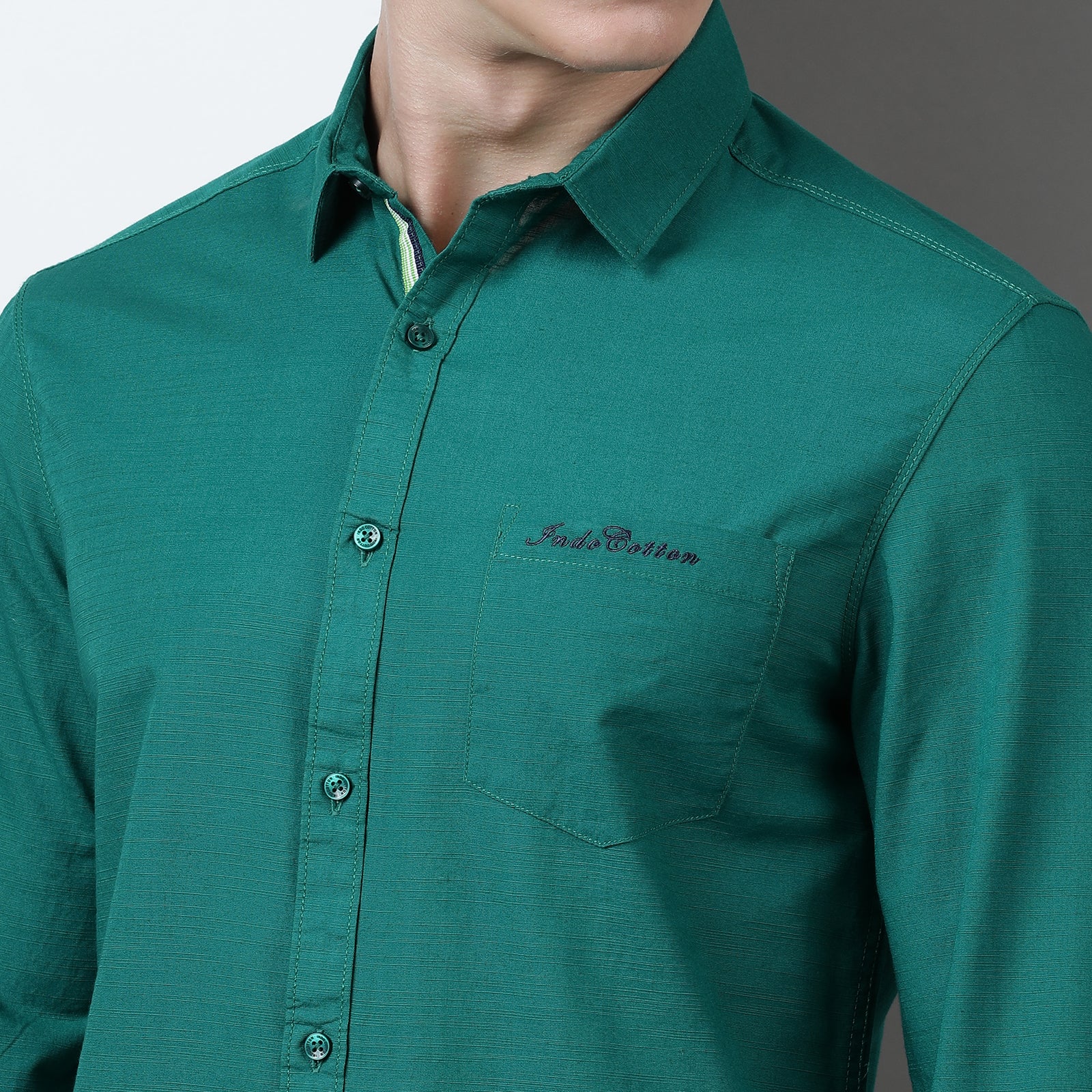 Green Solid Full Sleeve Shirt