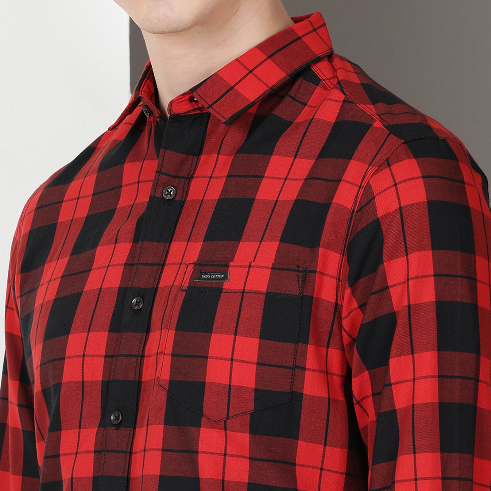 Black & Red Full Sleeve Checks Shirt