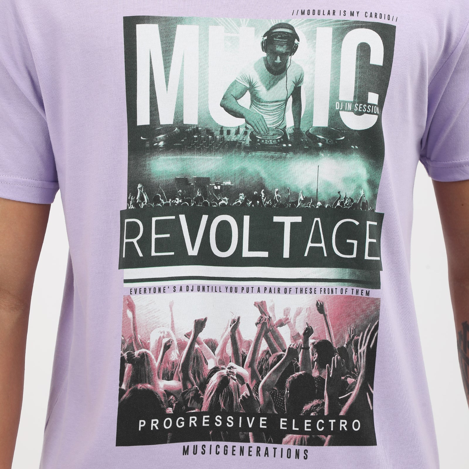 Lavender Music Revoltage Men's Graphic Printed Crew Neck T-Shirt