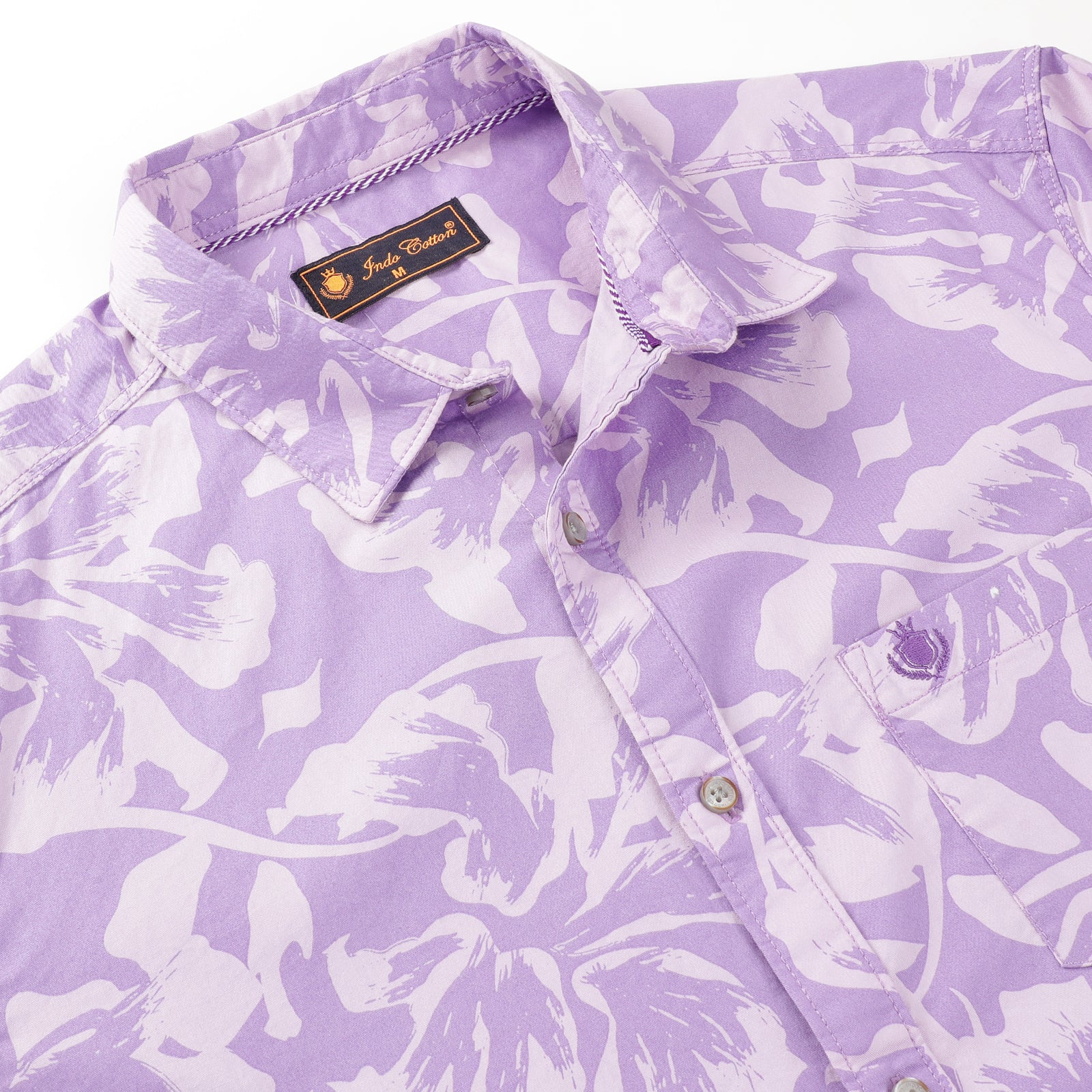 Men's Lilac Floral Print Long Sleeve Shirt