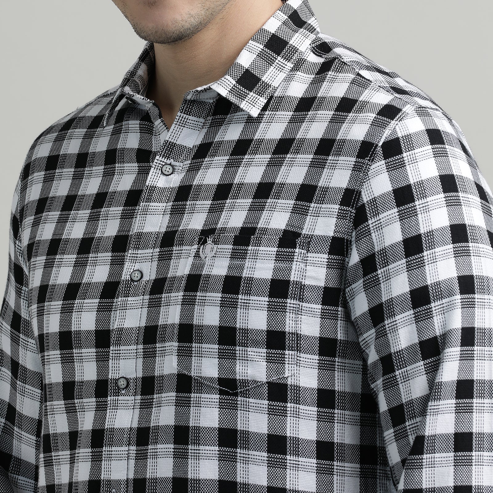 Black & White Checks Full Sleeve Shirt