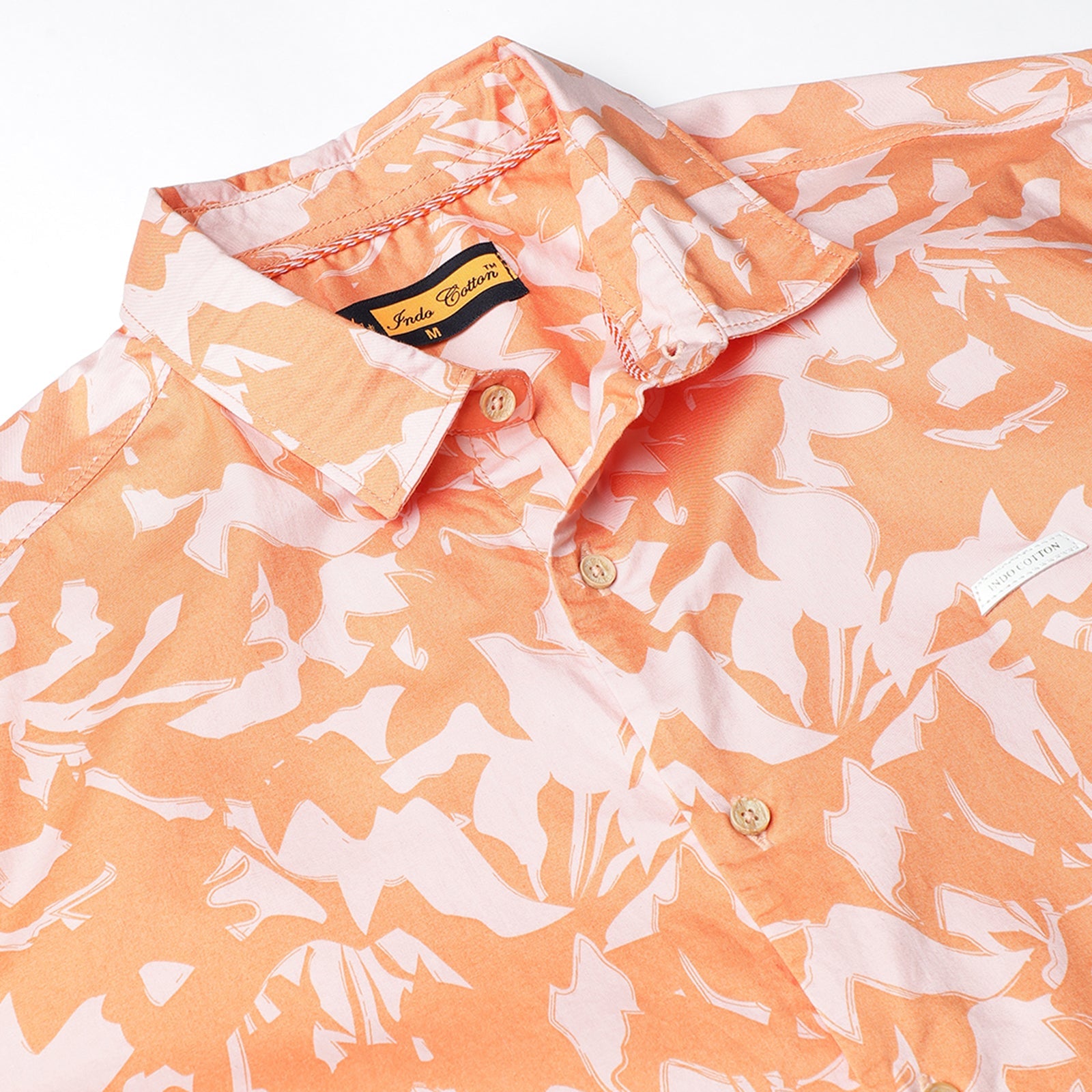 Orange Half Sleeve Floral Printed Shirt