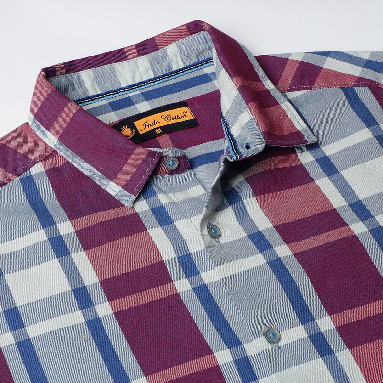 Purple & Blue Half Sleeve Checks Shirt