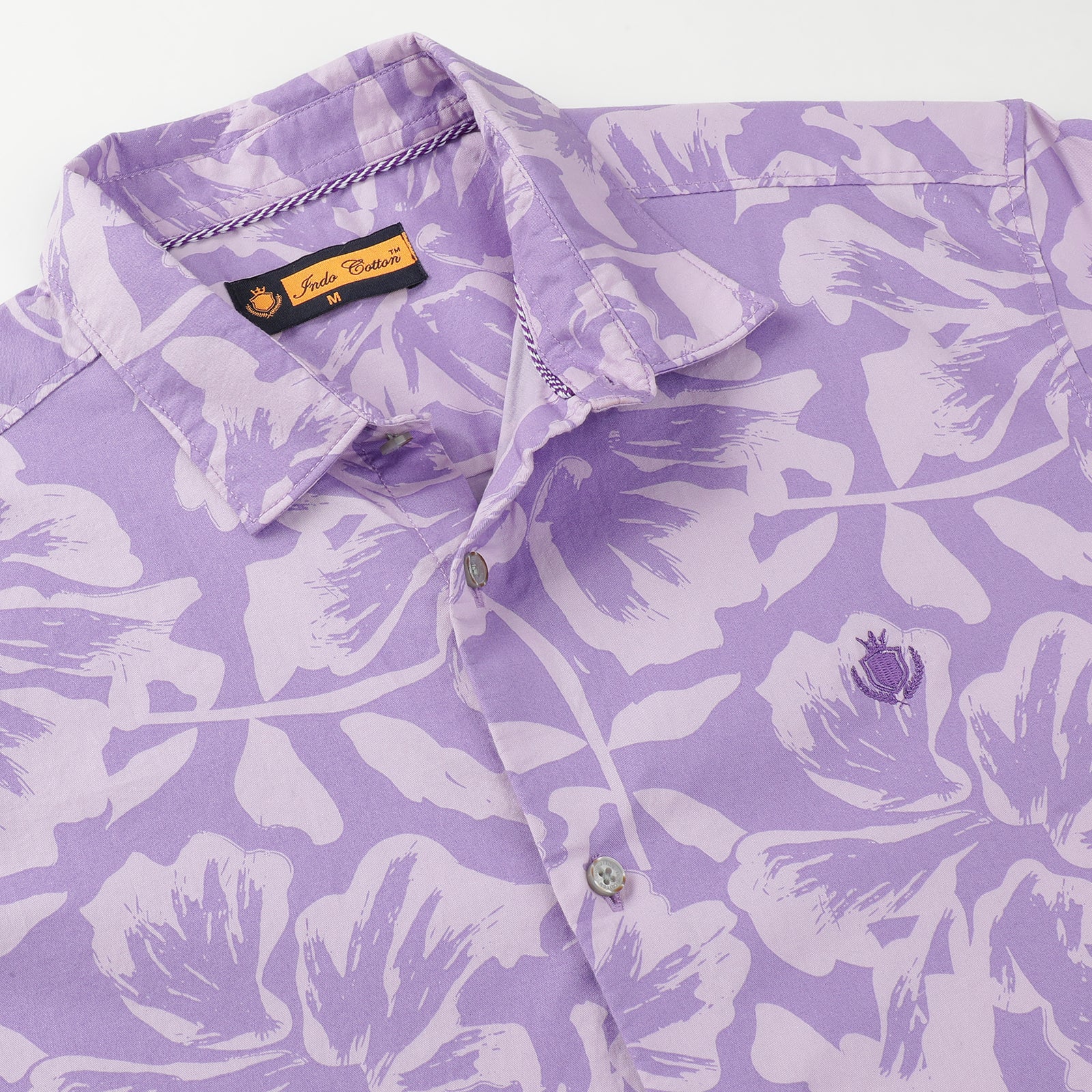 Men's Lilac Floral Print Short Sleeve Shirt